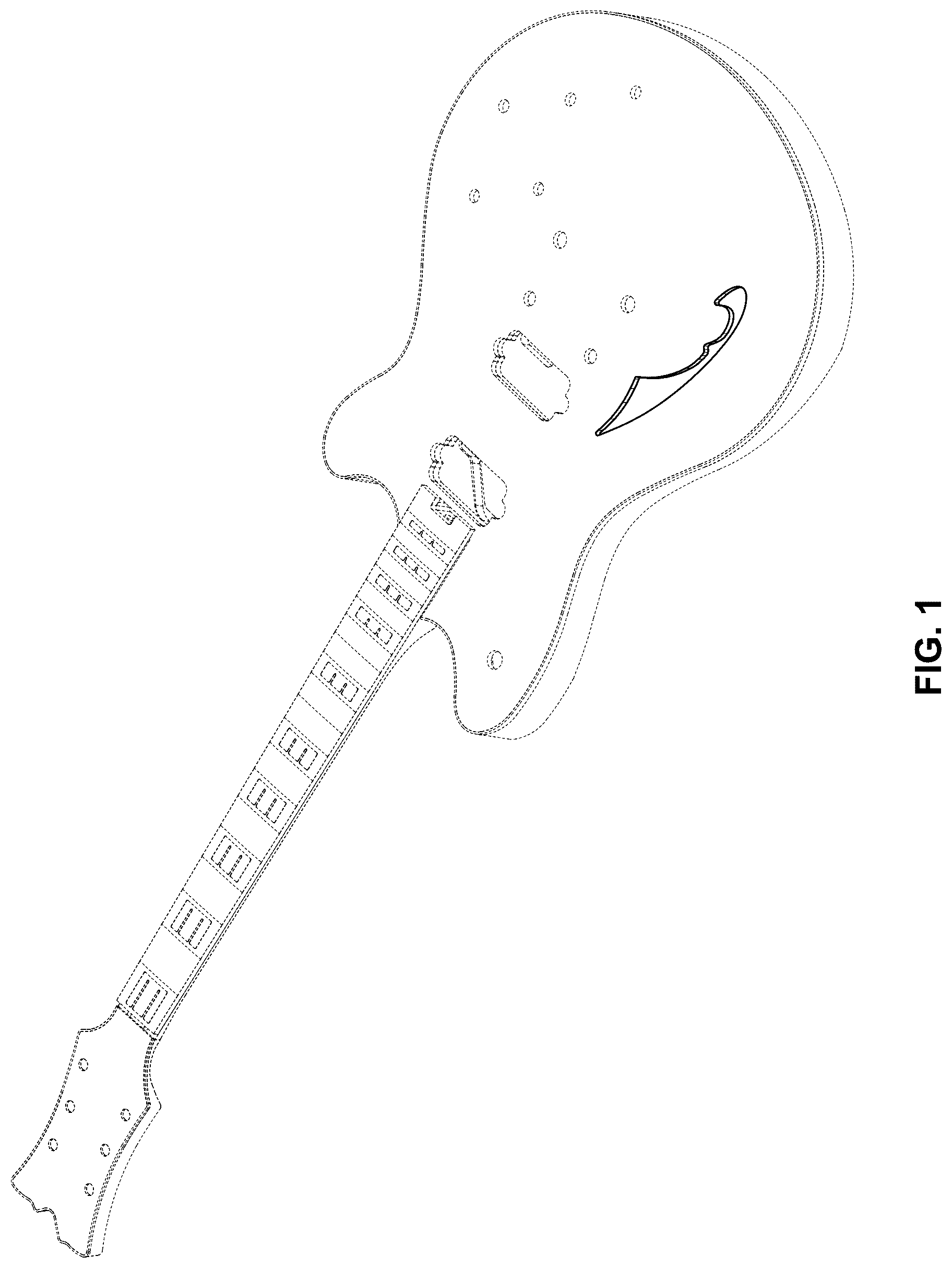 Patent USD1044922 Figure 1 – Soundhole for semi-acoustic electric guitar