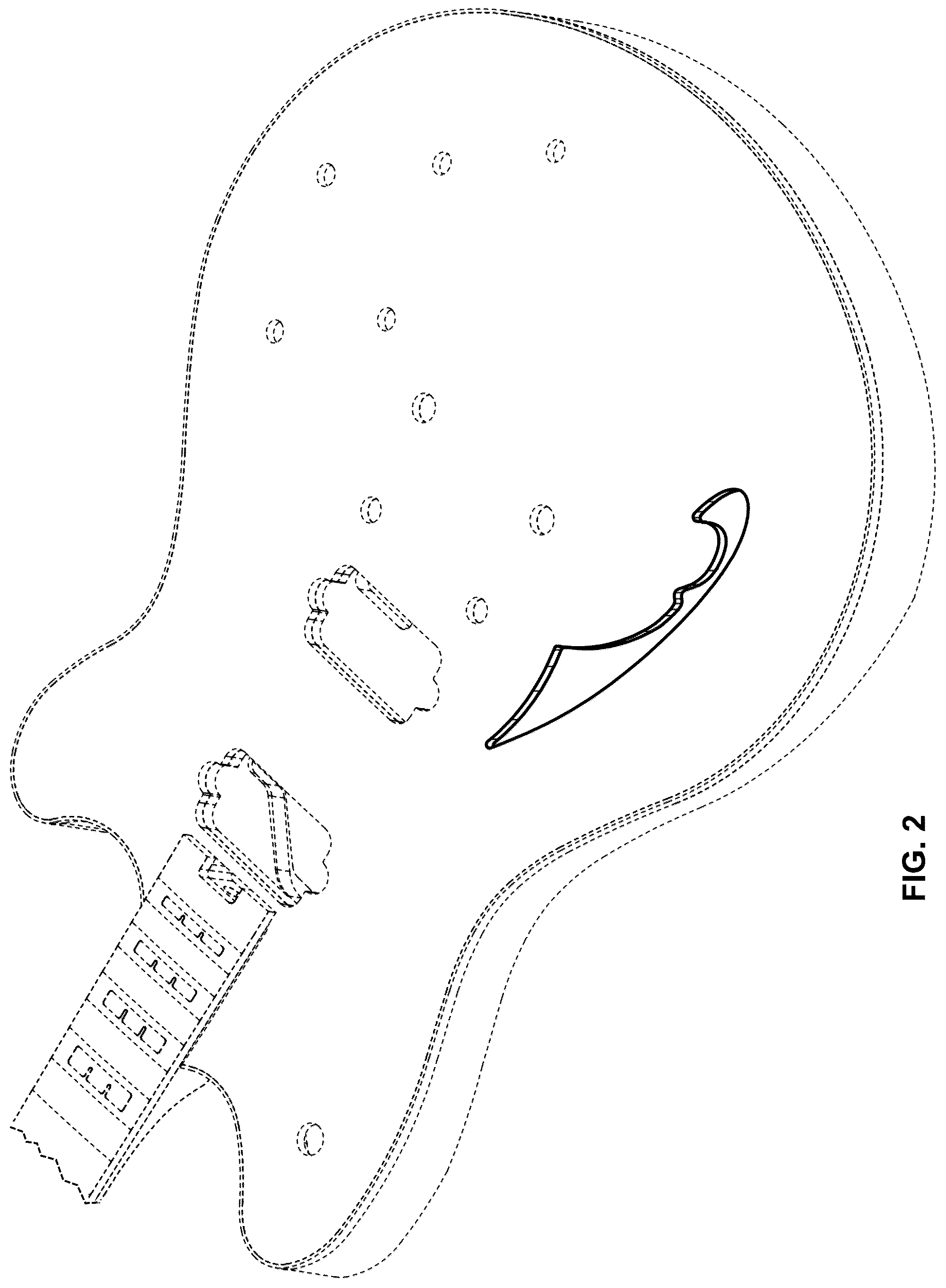 Patent USD1044922 Figure 2 – Soundhole for semi-acoustic electric guitar
