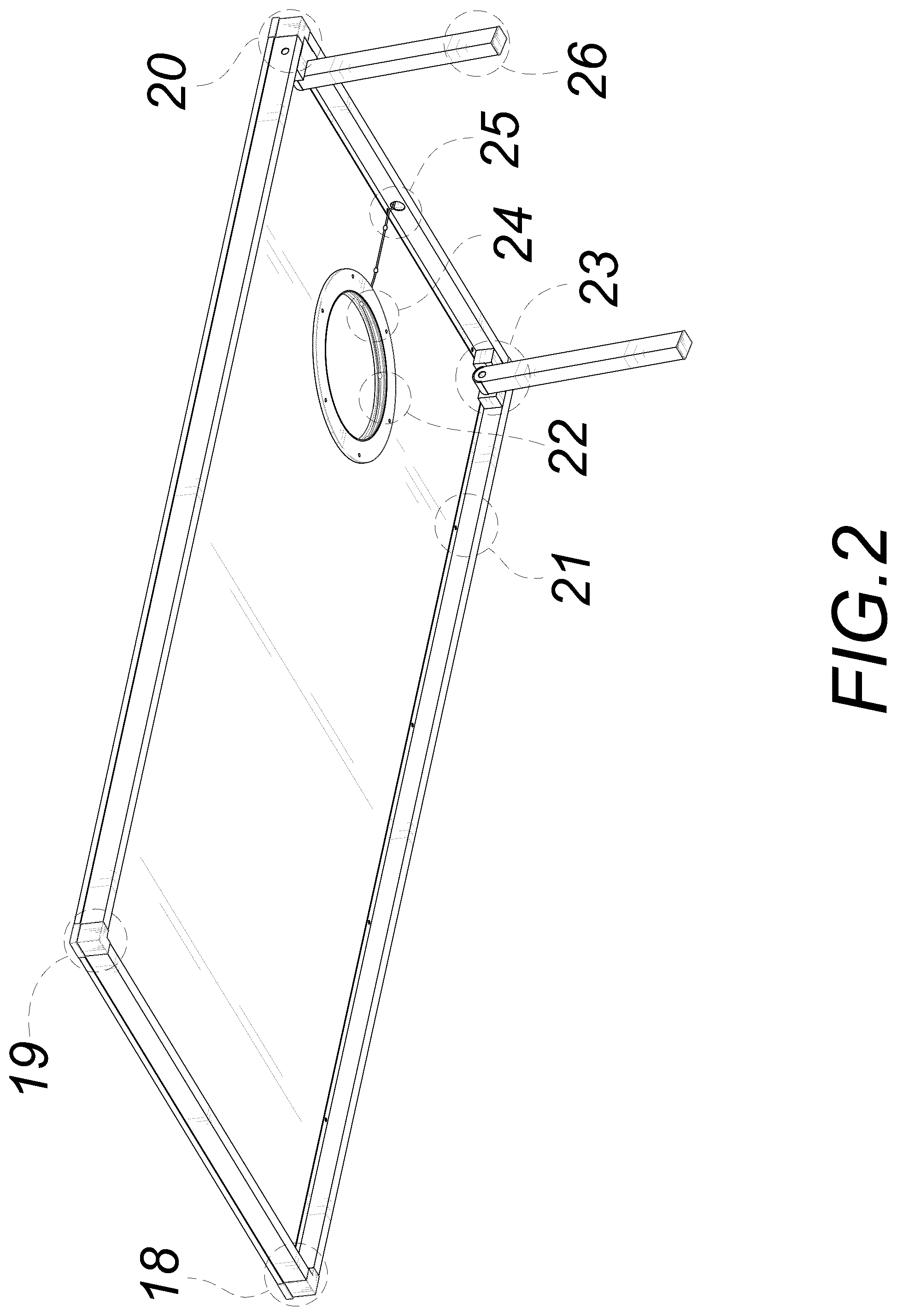 Patent USD1044953 Figure 2 – Cornhole board