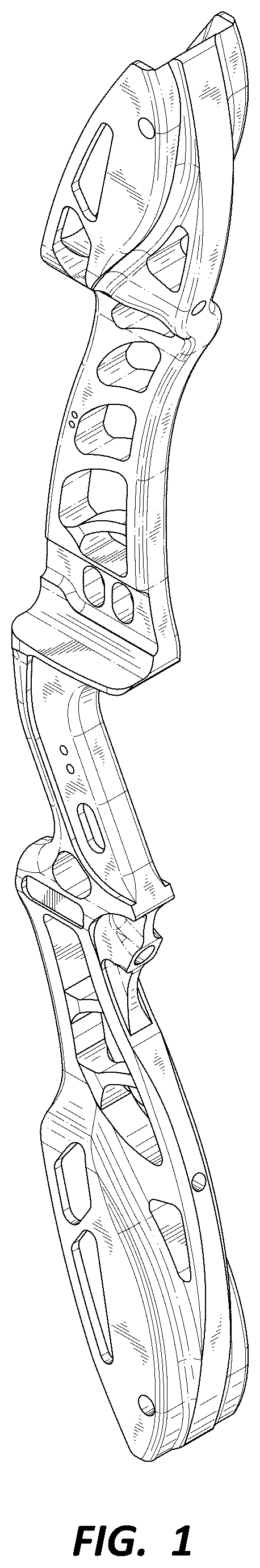 Patent USD1044995 Figure 1 – Archery bow riser