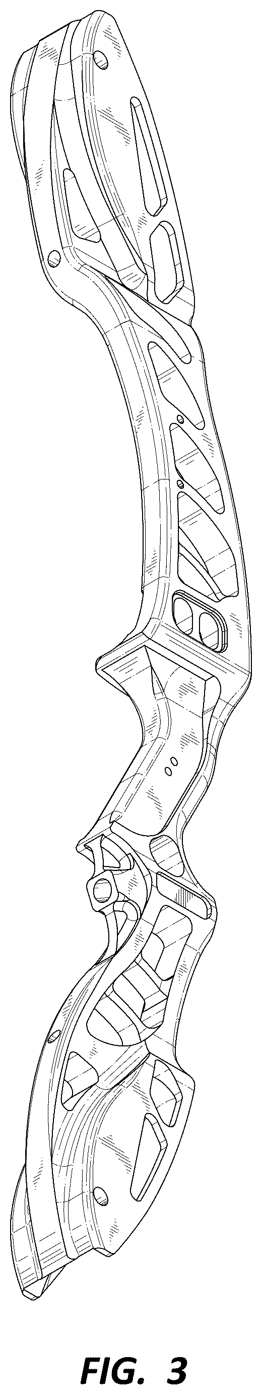 Patent USD1044995 Figure 3 – Archery bow riser
