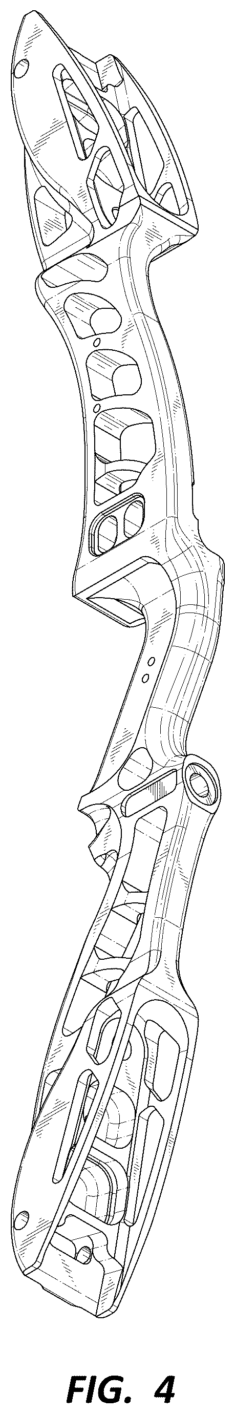 Patent USD1044995 Figure 4 – Archery bow riser