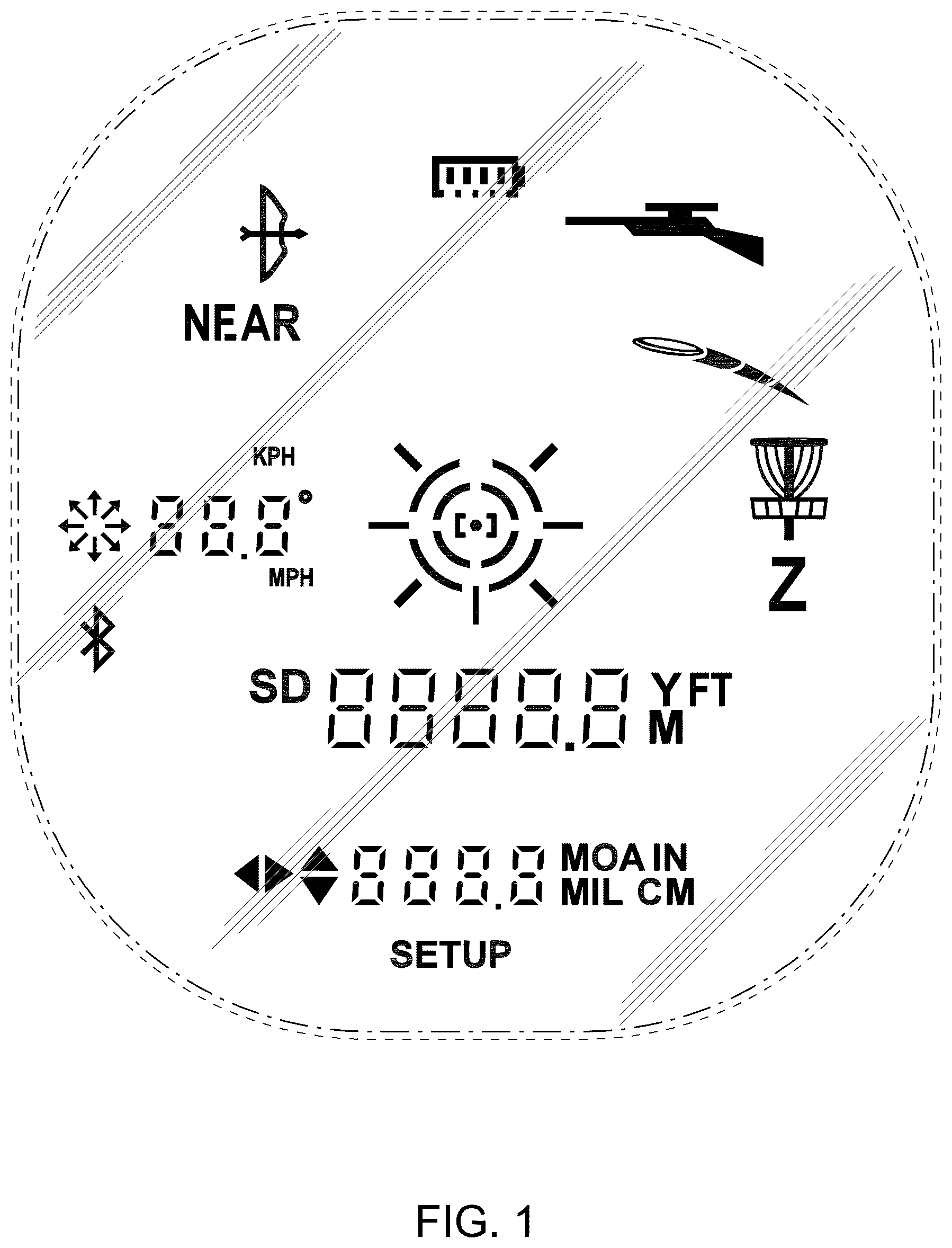 Patent USD1045001 Figure 1 – Reticle for rangefinder