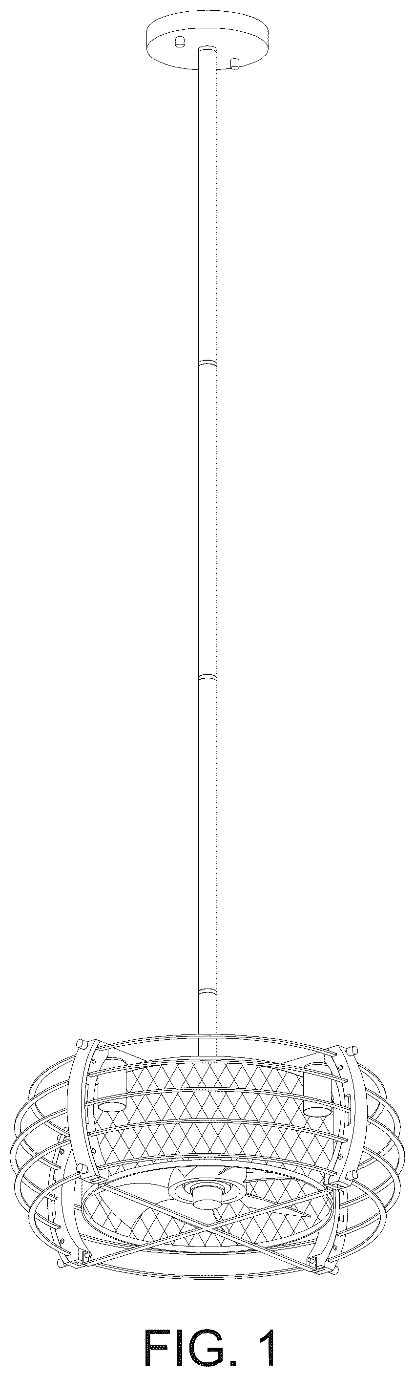 Patent USD1045054 Figure 1 – Ceiling fan with light