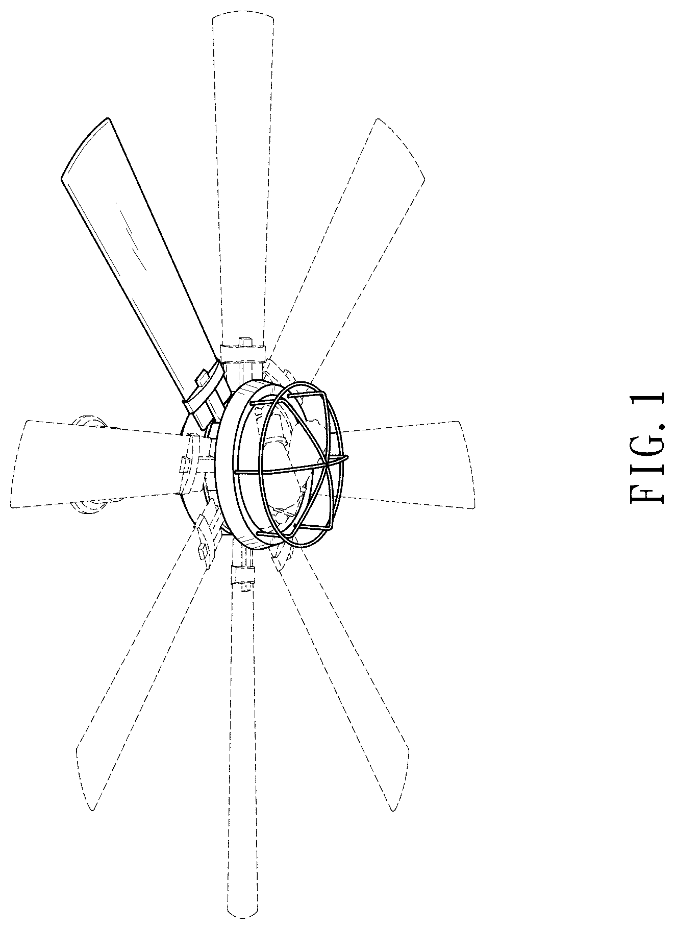 Patent USD1045055 Figure 1 – Ceiling fan with light kit