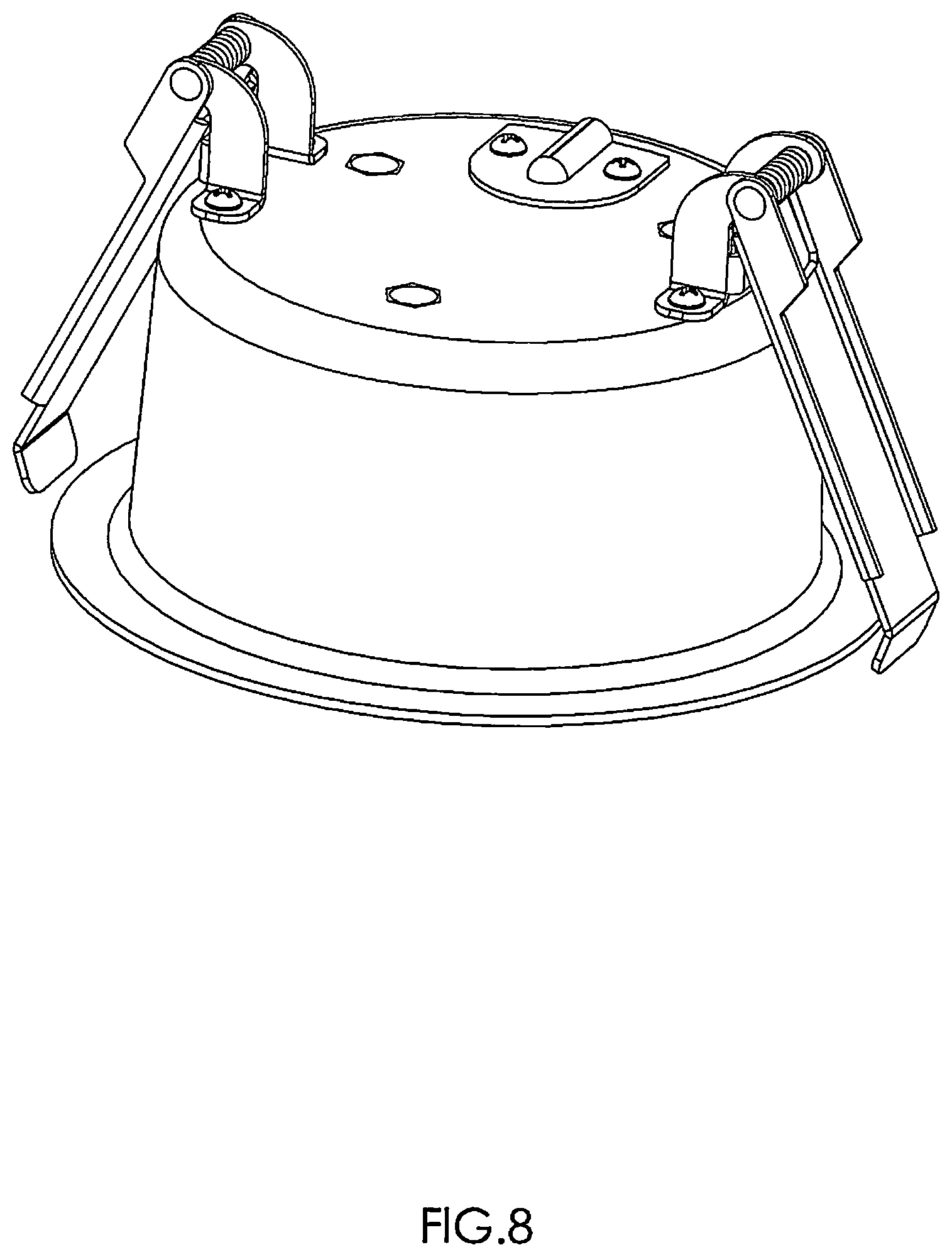 Patent USD1045180 Figure 8 – Fire rated light fixture housing