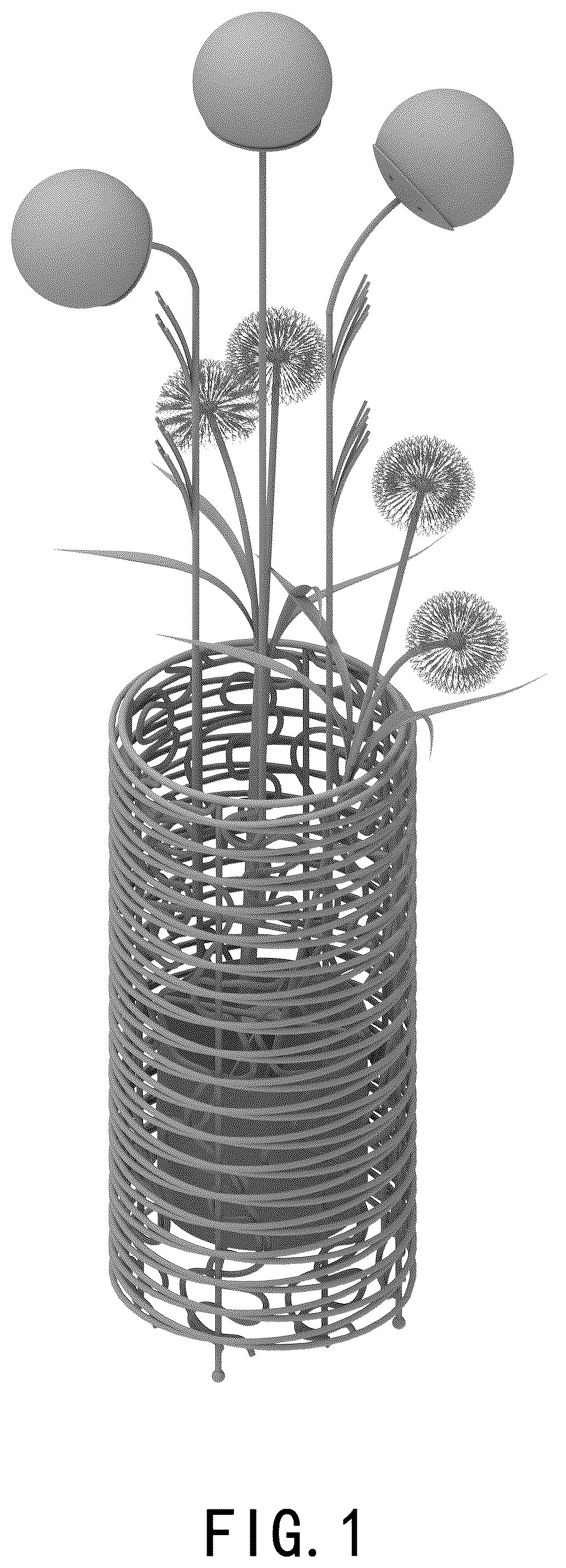 Patent USD1045196 Figure 1 – Floor woven rattan lamp