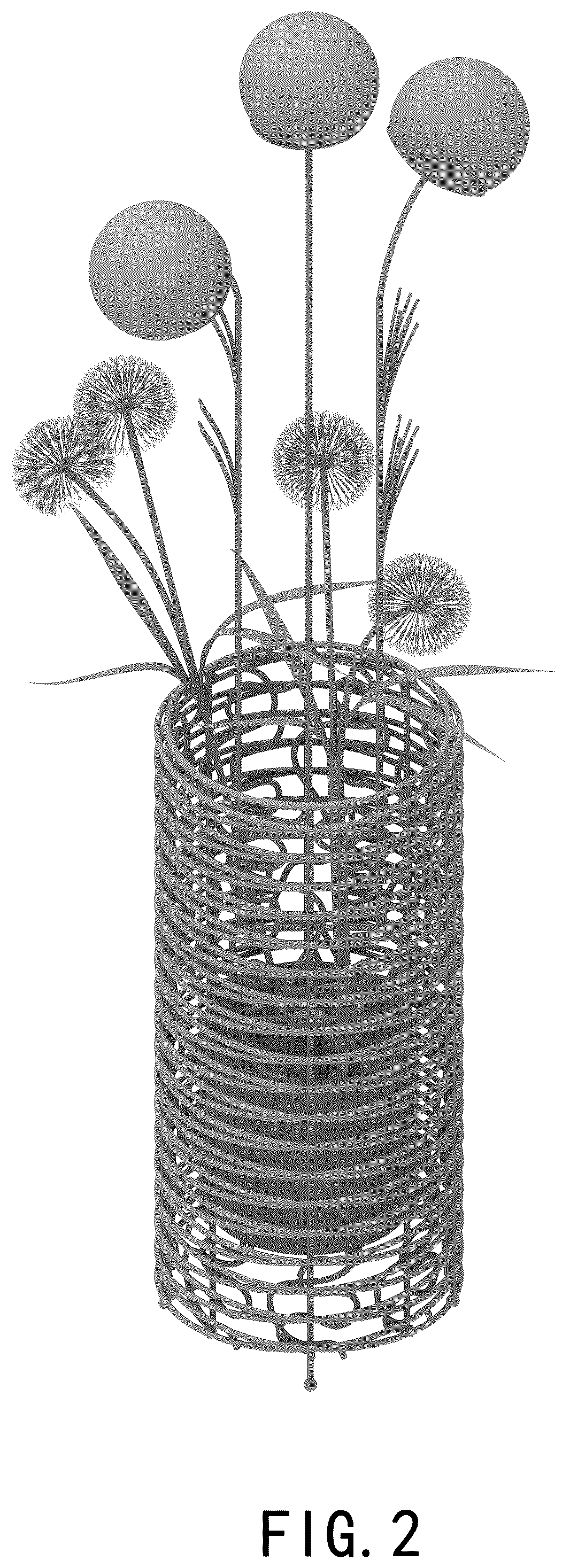 Patent USD1045196 Figure 2 – Floor woven rattan lamp