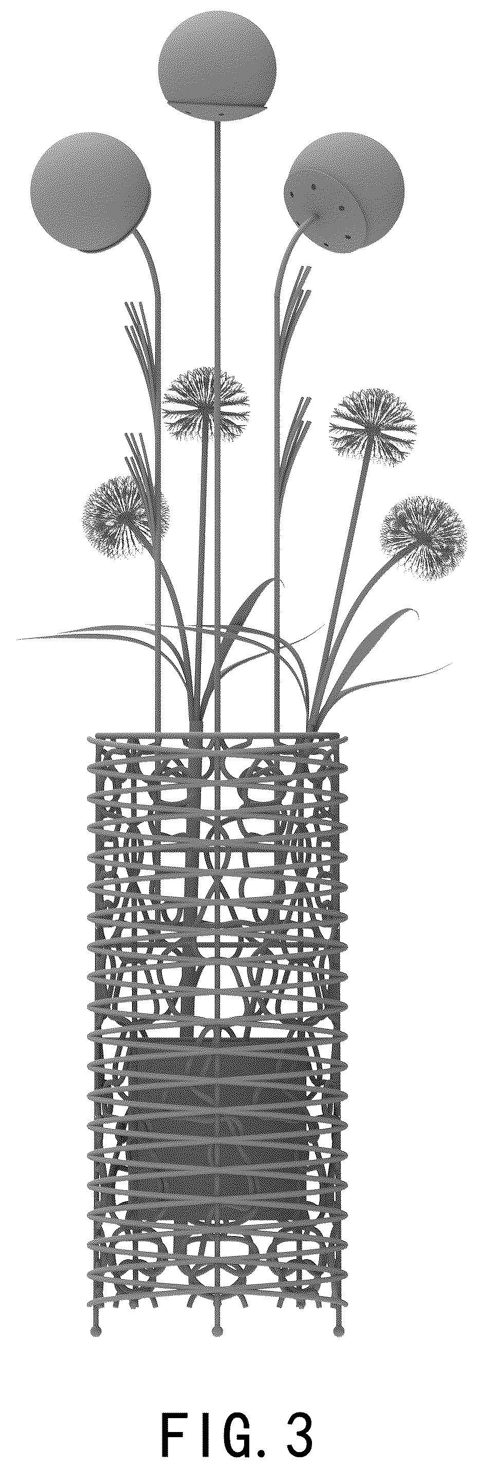 Patent USD1045196 Figure 3 – Floor woven rattan lamp