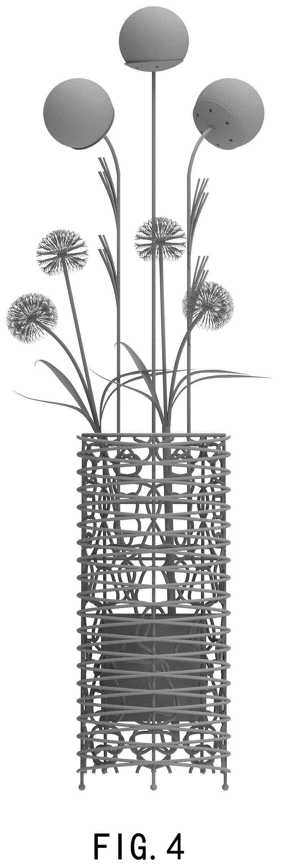 Patent USD1045196 Figure 4 – Floor woven rattan lamp
