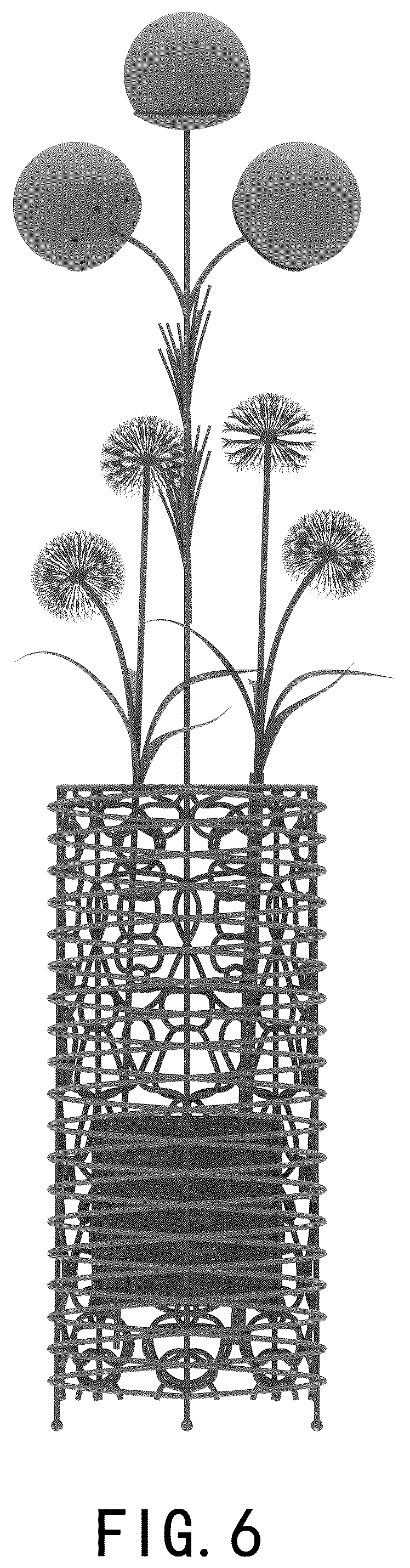 Patent USD1045196 Figure 6 – Floor woven rattan lamp