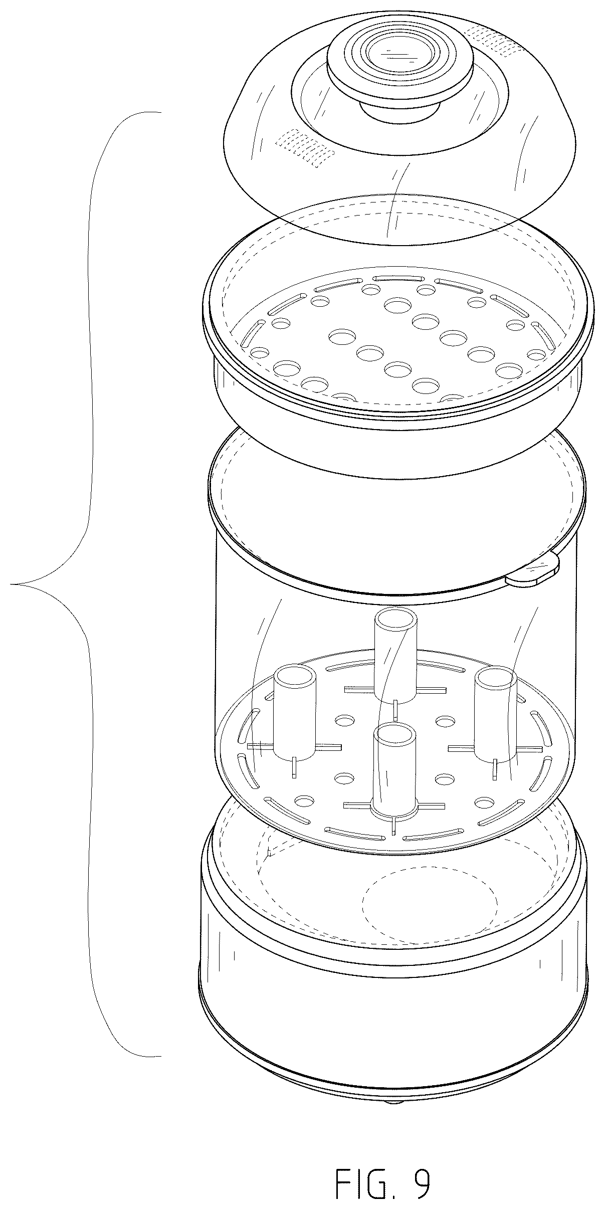 Patent USD1045261 Figure 9 – Combined bottle sterilizer and dryer