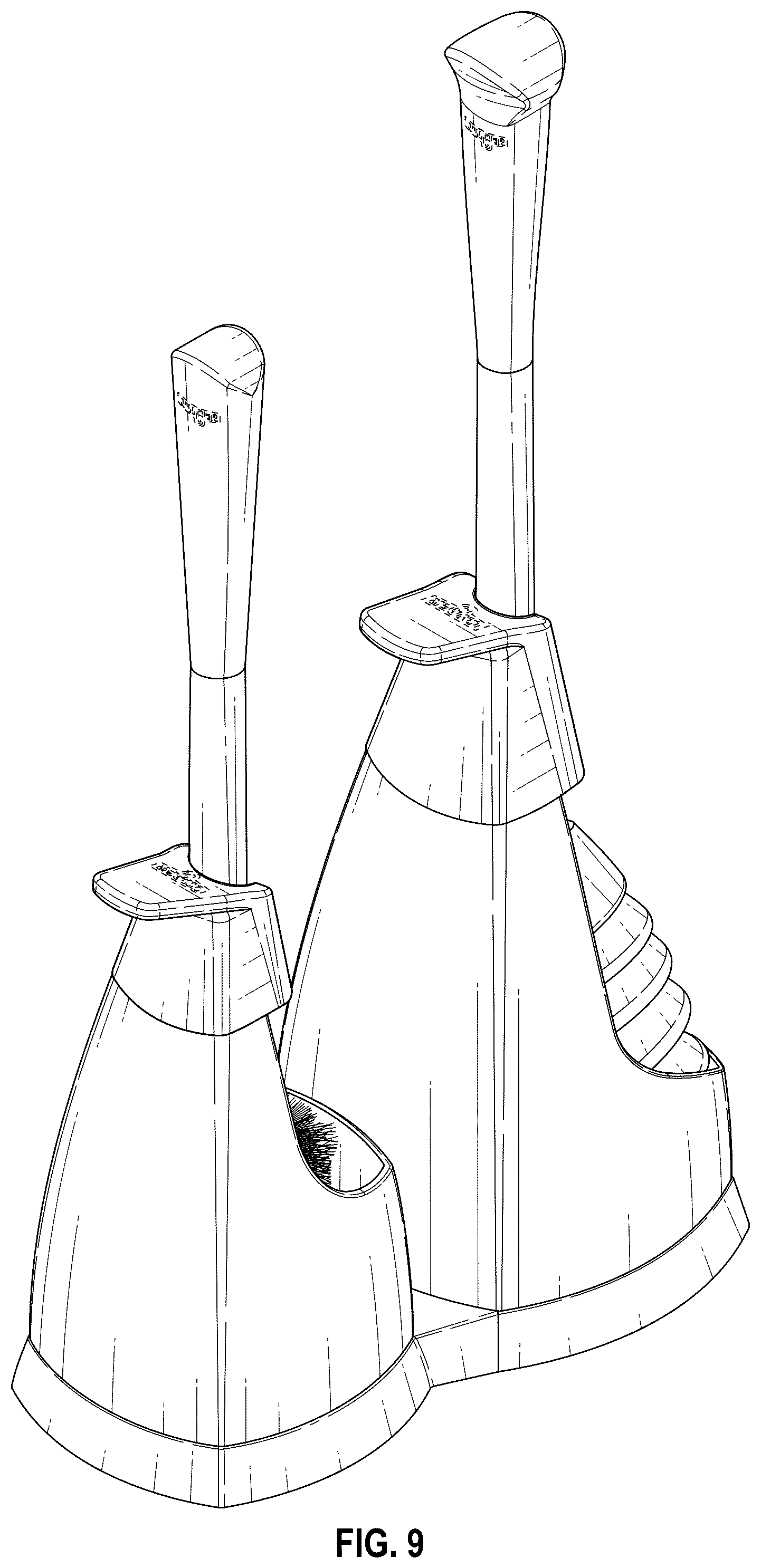 Patent USD1045283 Figure 7 – Reconfigurable combined toilet plunger, brush, and caddy