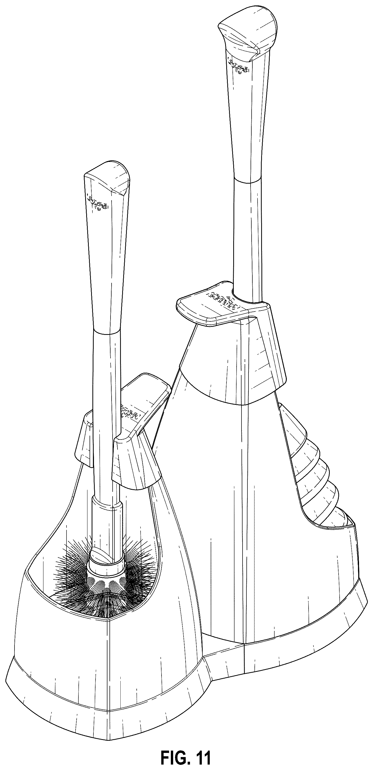 Patent USD1045283 Figure 9 – Reconfigurable combined toilet plunger, brush, and caddy
