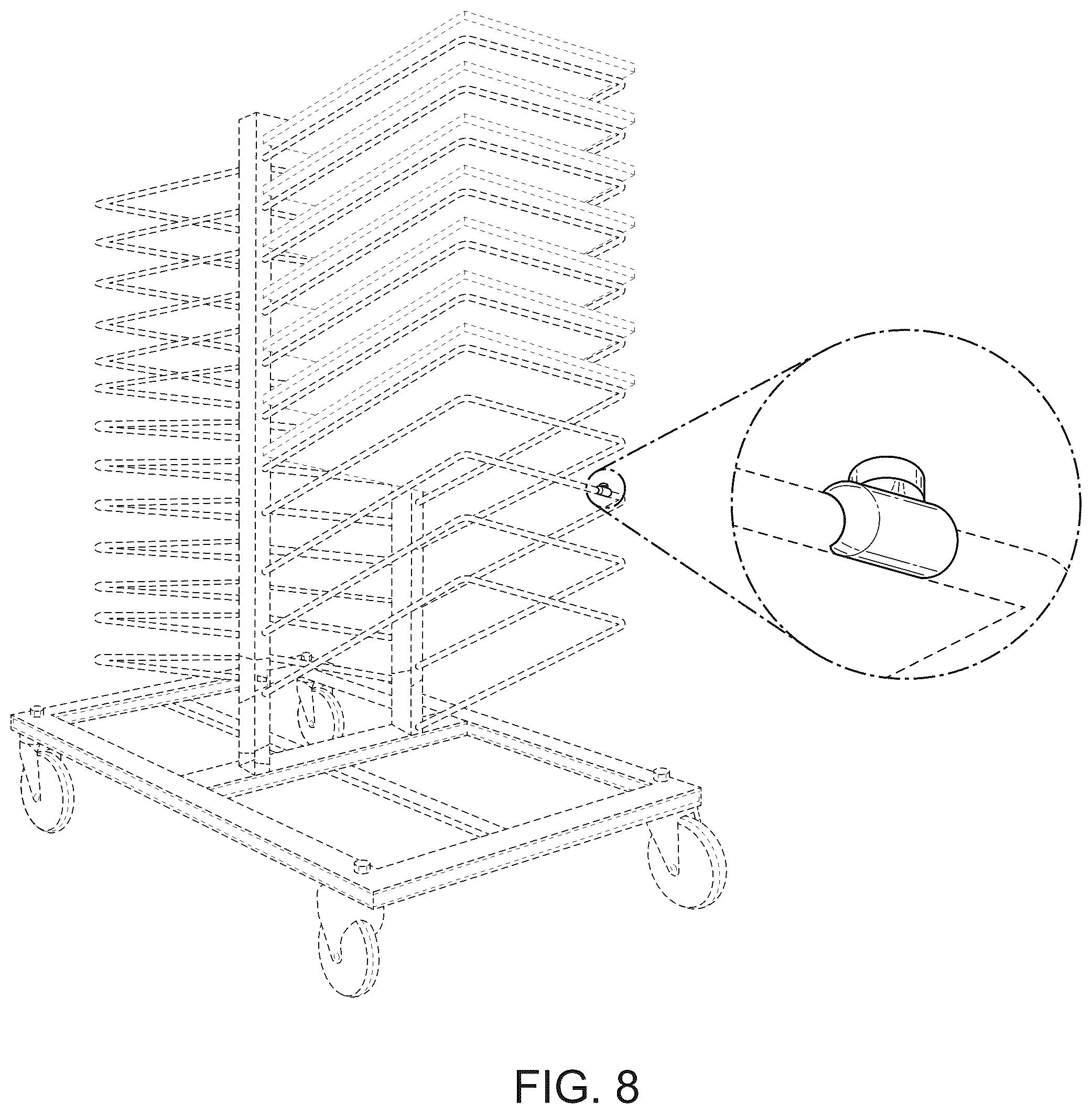 Patent USD1045309 Figure 8 – Clip for cabinet door drying rack