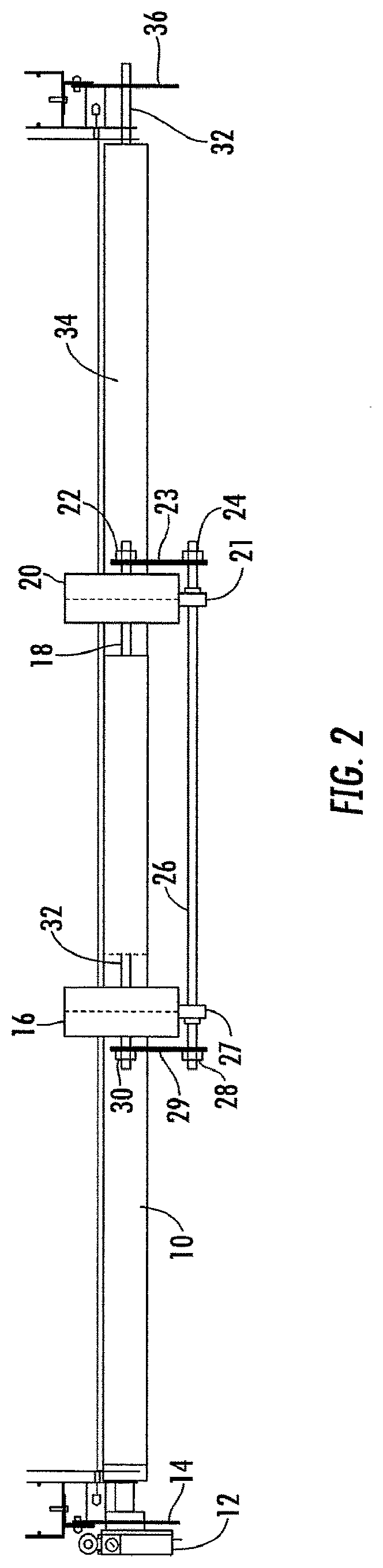 Patent USRE050140 Figure 2 – Master/slave shaft assembly for fire door and curtain