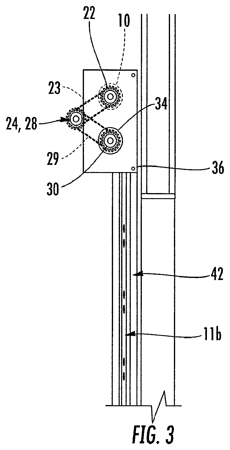 Patent USRE050140 Figure 3 – Master/slave shaft assembly for fire door and curtain