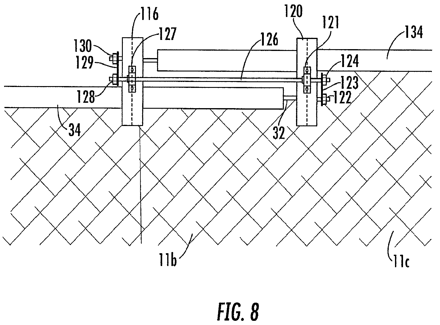 Patent USRE050140 Figure 8 – Master/slave shaft assembly for fire door and curtain