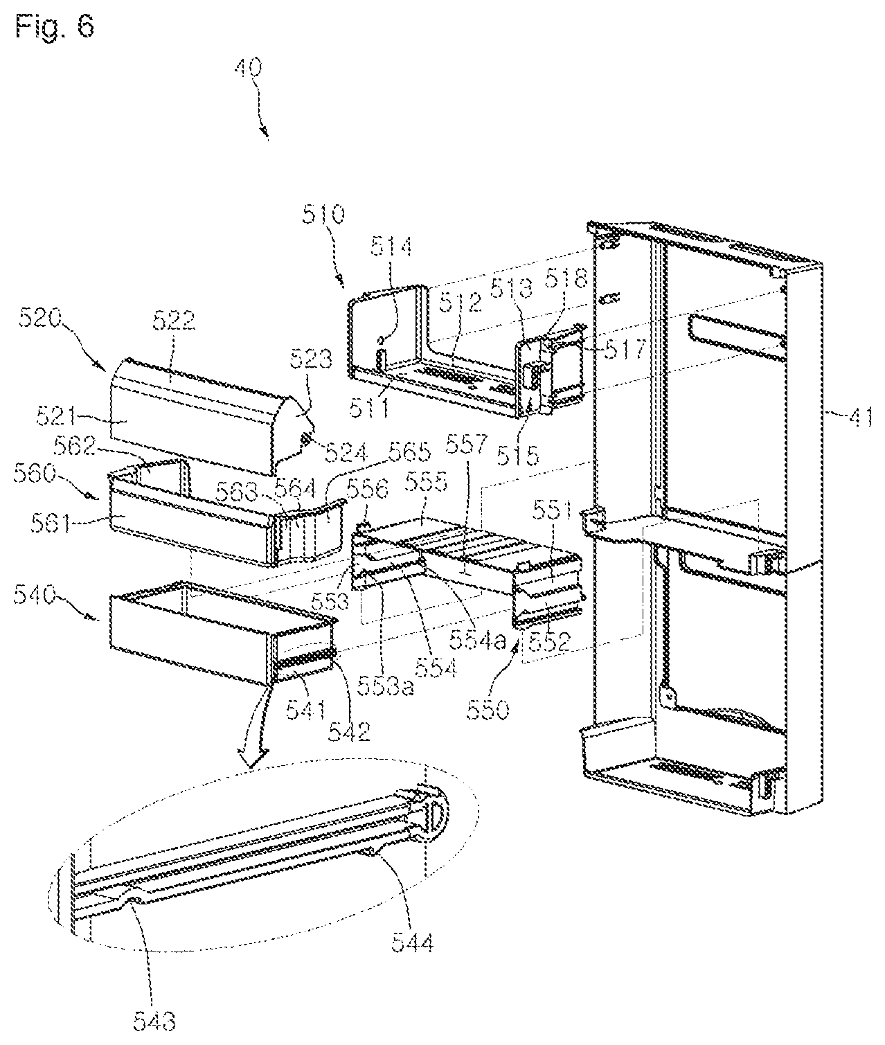 Patent USRE050154 Figure 6 – Refrigerator including multiple storage compartments