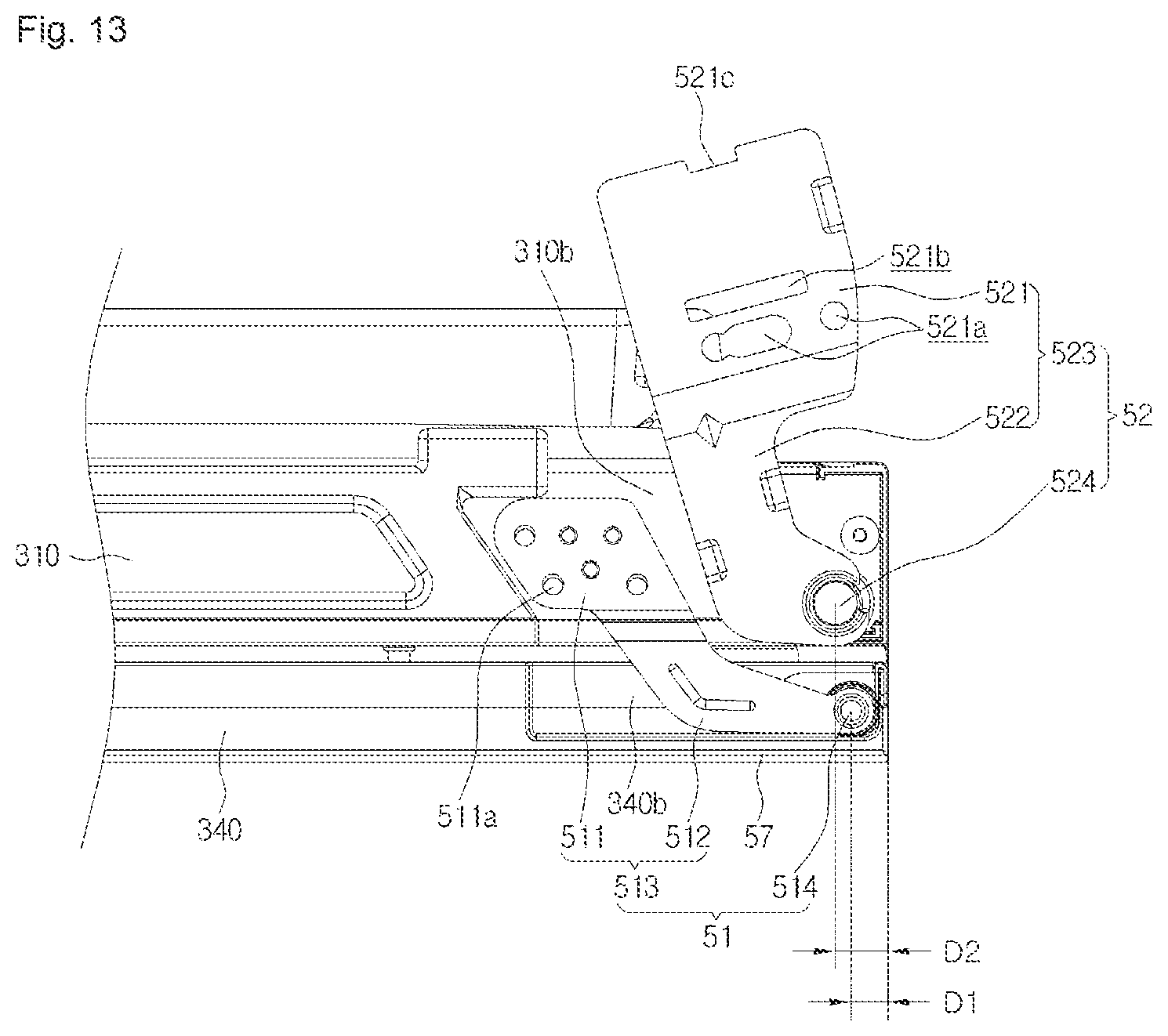 Patent USRE050154 Figure 12 – Refrigerator including multiple storage compartments
