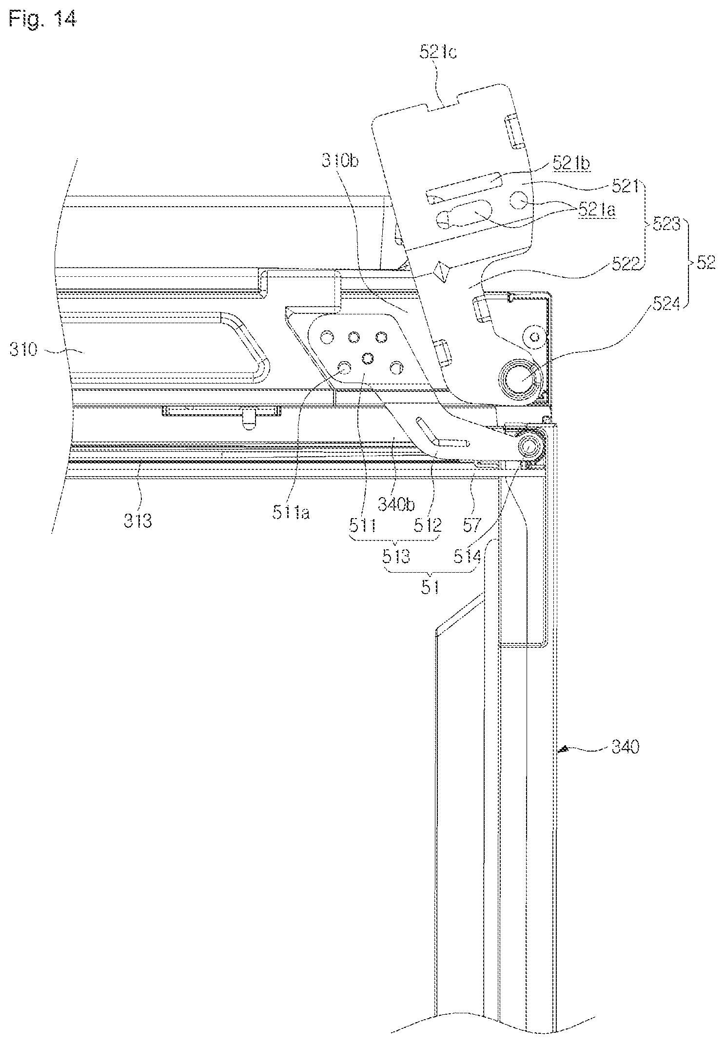 Patent USRE050154 Figure 13 – Refrigerator including multiple storage compartments