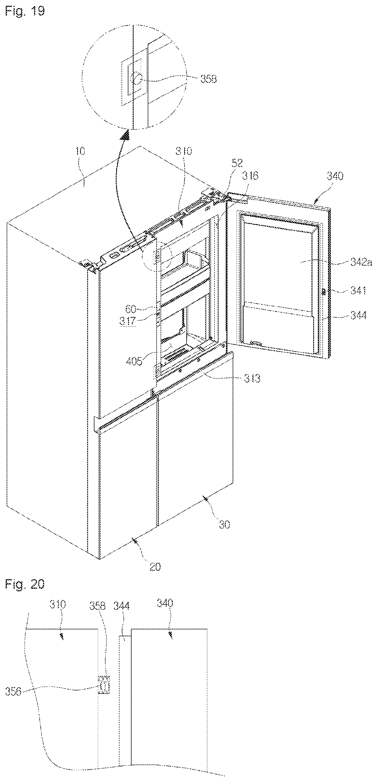 Patent USRE050154 Figure 17 – Refrigerator including multiple storage compartments
