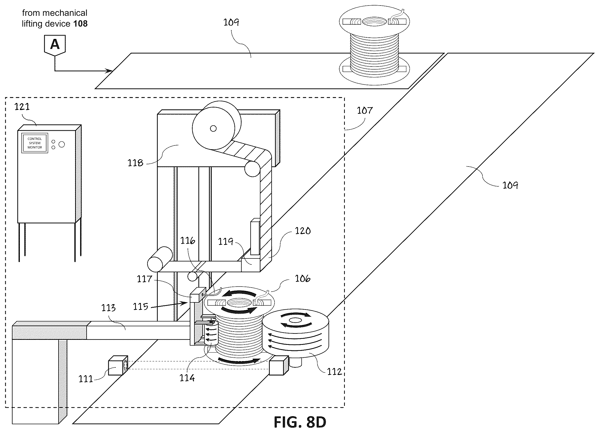 Patent US12297004 Figure 12 – Method and apparatus for applying a label to a spool or reel
