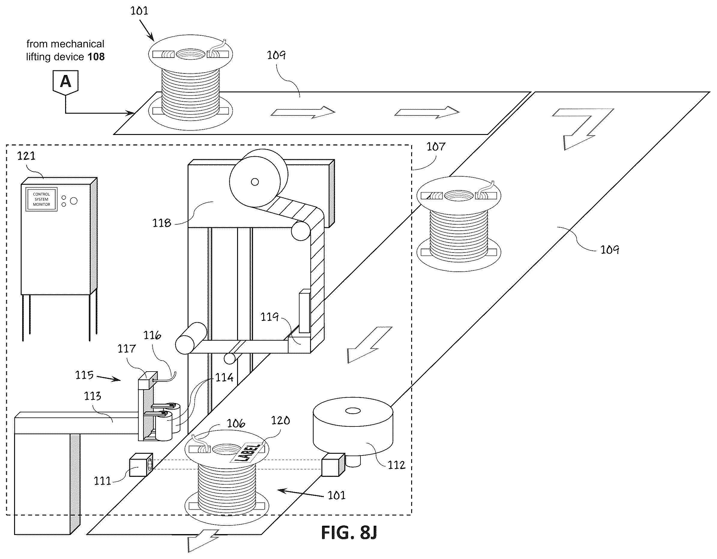 Patent US12297004 Figure 17 – Method and apparatus for applying a label to a spool or reel