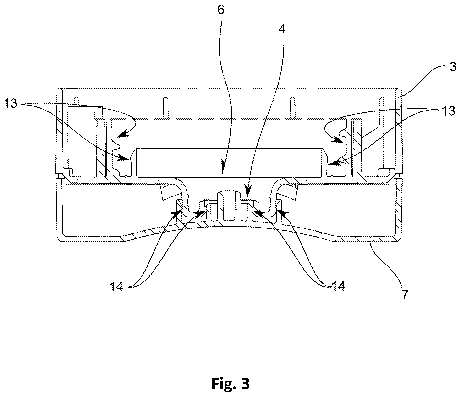 Patent US12297009 Figure 3 – Bottom dispensing package