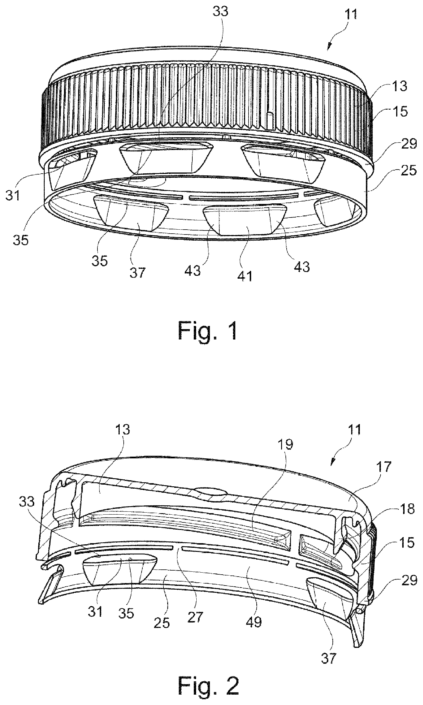 Patent US12297010 Figure 1 – Container closure