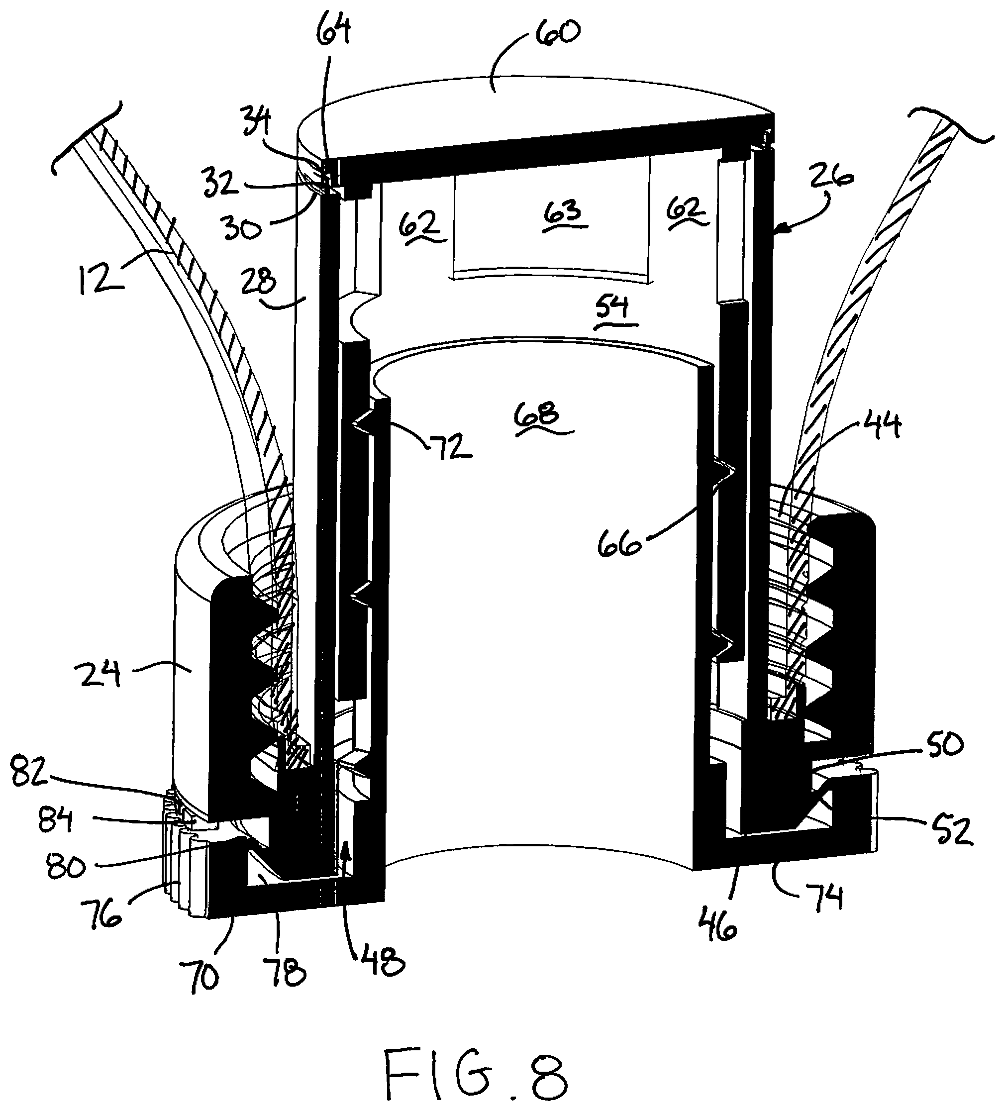 Patent US12297015 Figure 7 – Fluid dispensing closure device for a fluid container