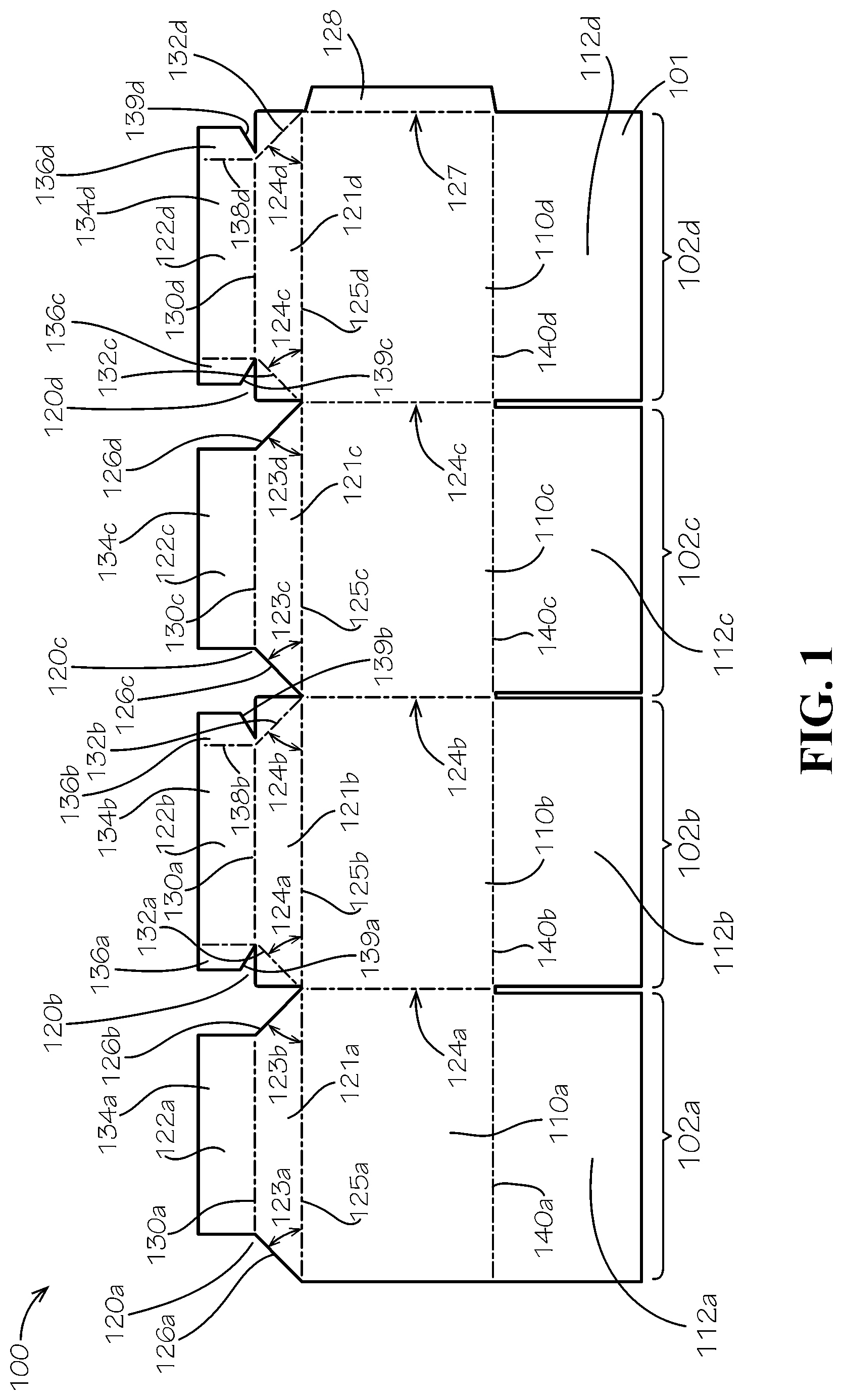 Patent US12297016 — Insulated box assembly with overlapping panels — Figure 1