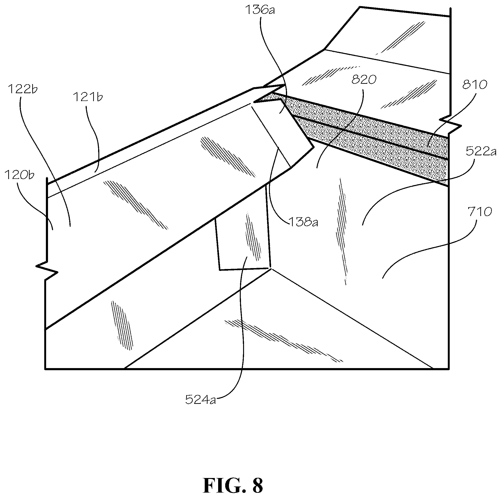 Patent US12297016 Figure 8 – Insulated box assembly with overlapping panels