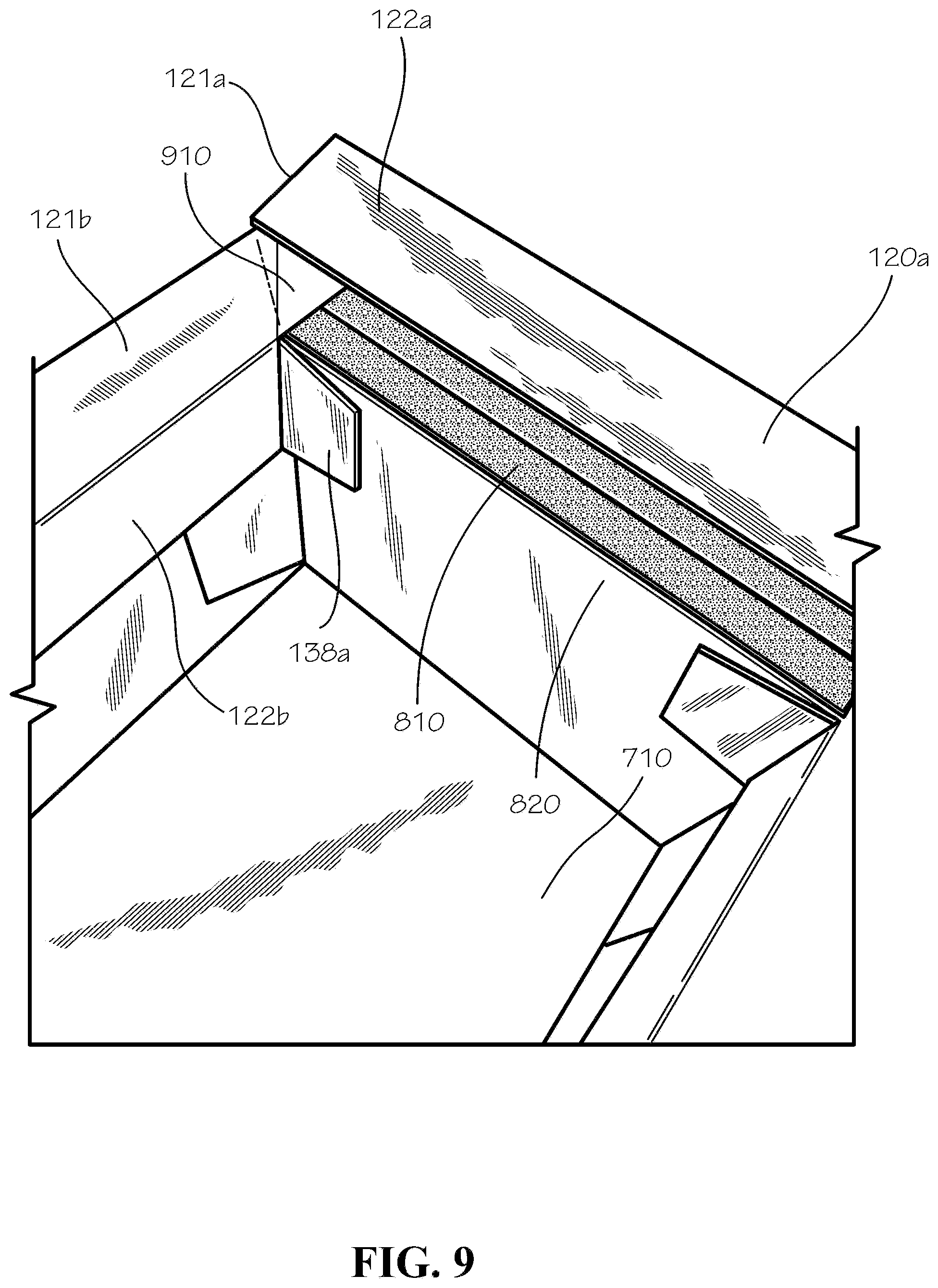 Patent US12297016 Figure 9 – Insulated box assembly with overlapping panels
