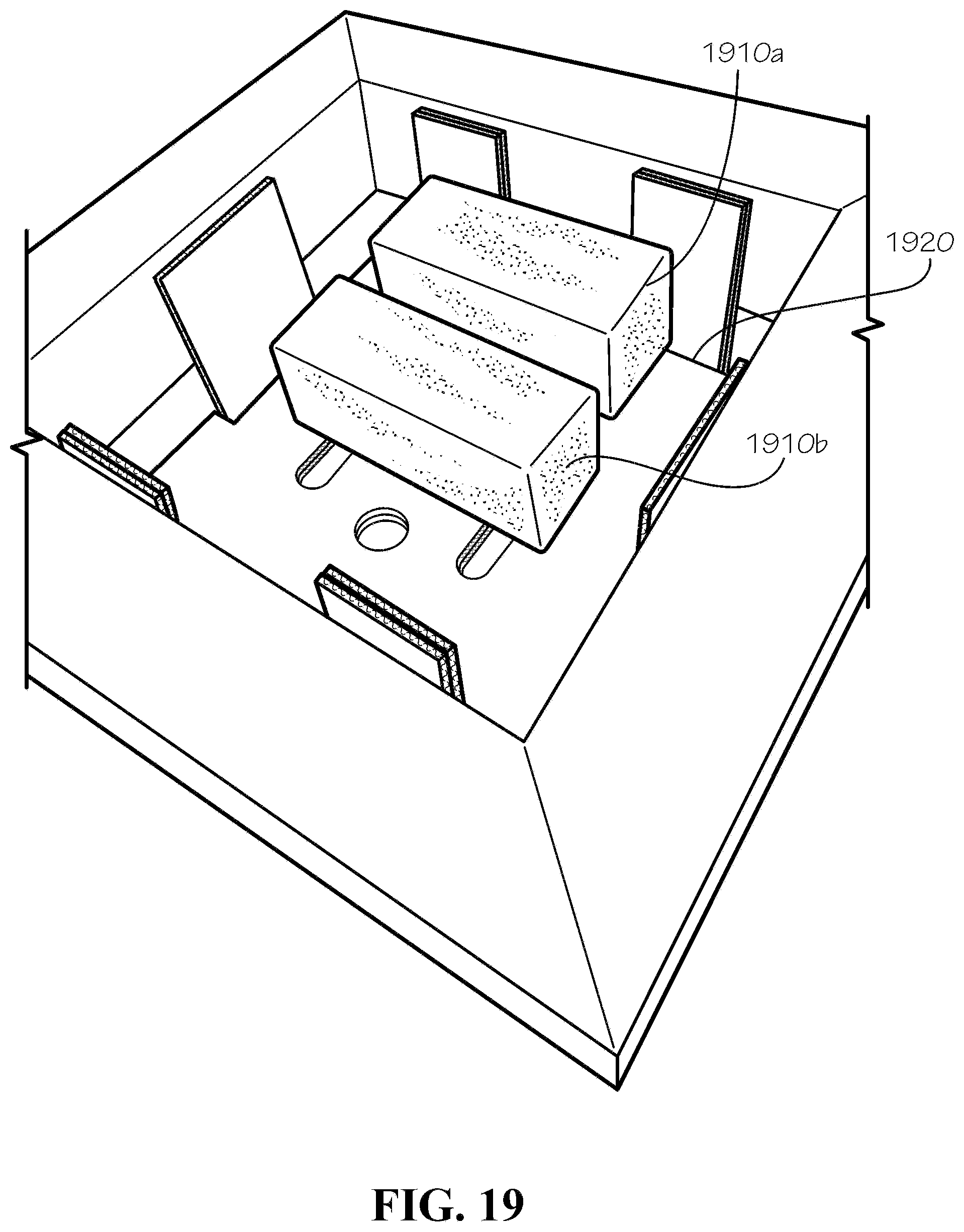 Patent US12297016 Figure 19 – Insulated box assembly with overlapping panels