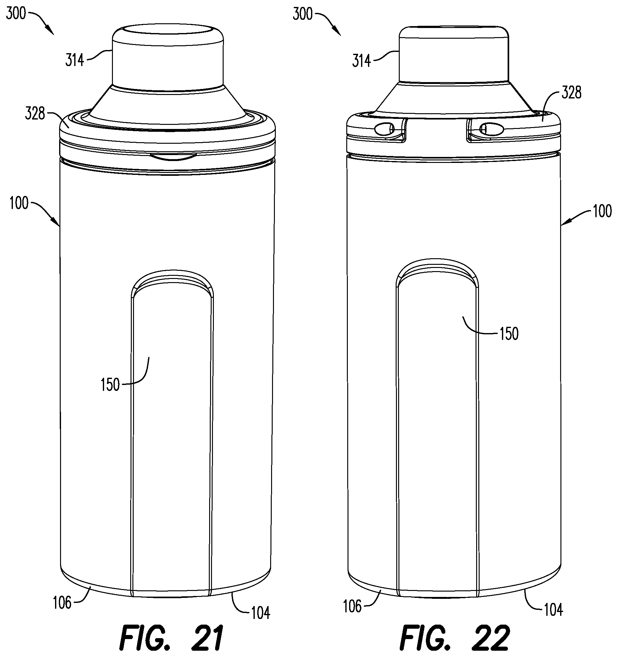 Patent US12297024 Figure 14 – Container with an inner body, an outer body, and a detachable cover