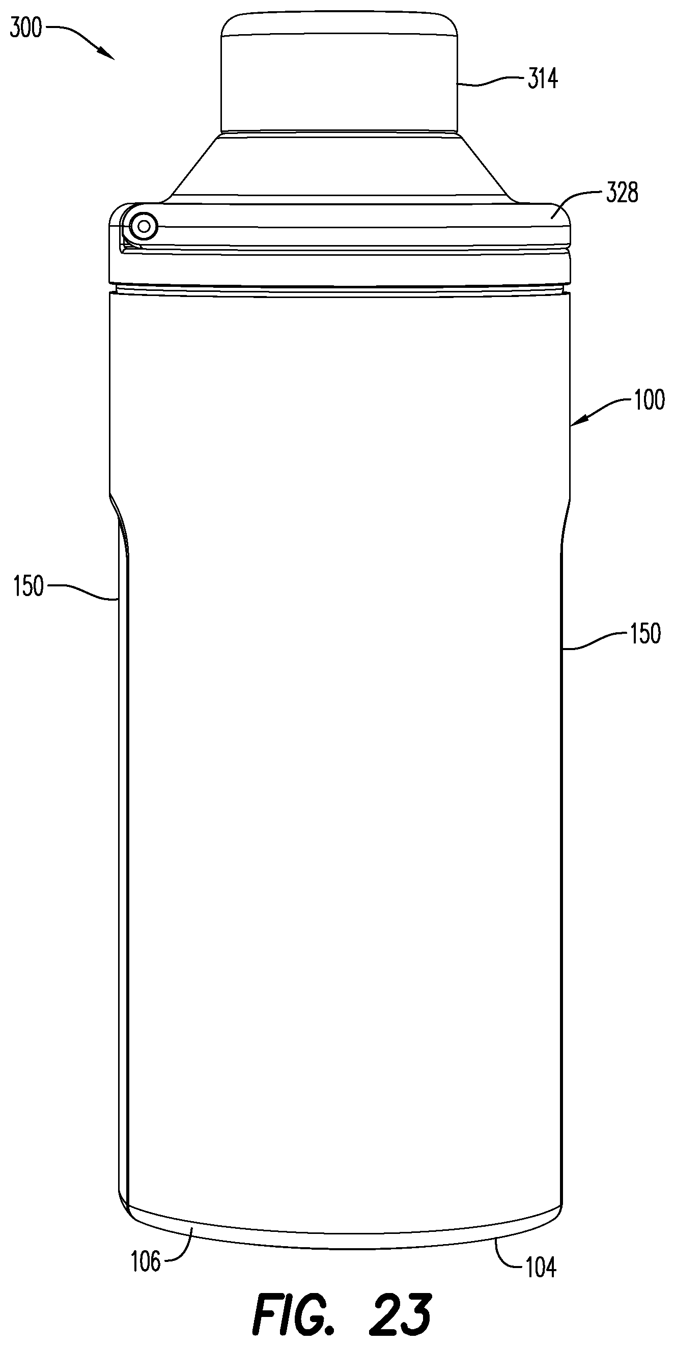 Patent US12297024 Figure 15 – Container with an inner body, an outer body, and a detachable cover