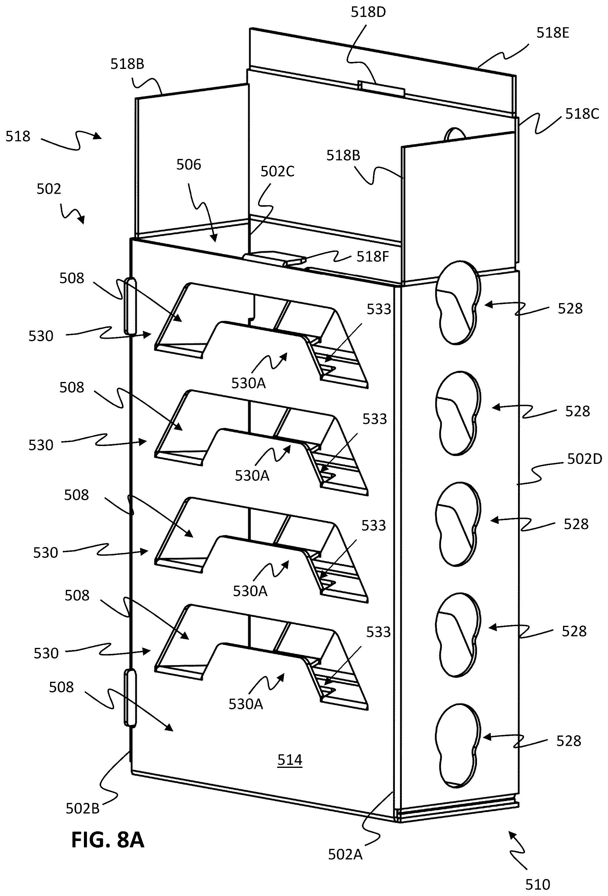 Patent US12297025 Figure 12 – Box for receipt of bags containing liquid