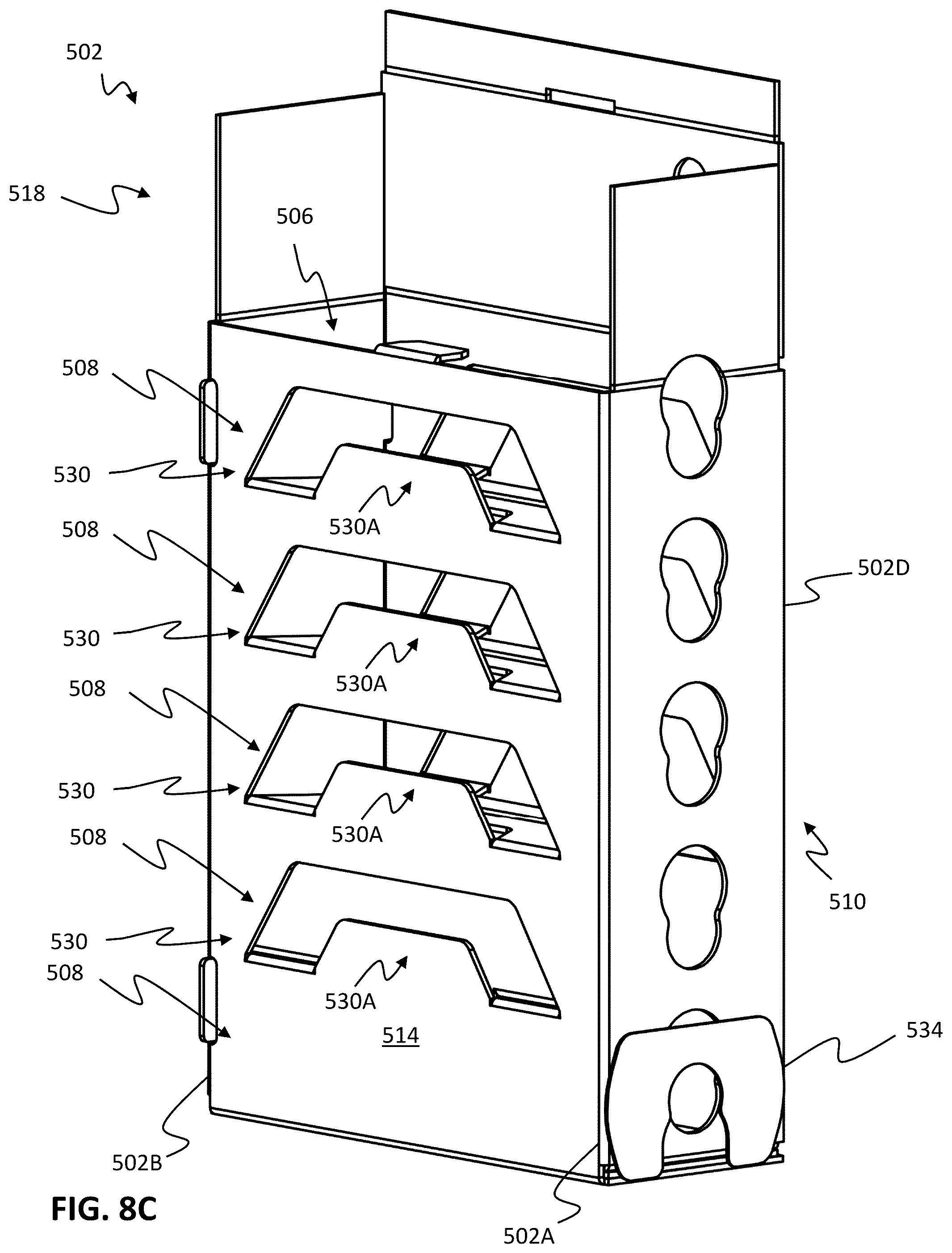 Patent US12297025 Figure 14 – Box for receipt of bags containing liquid