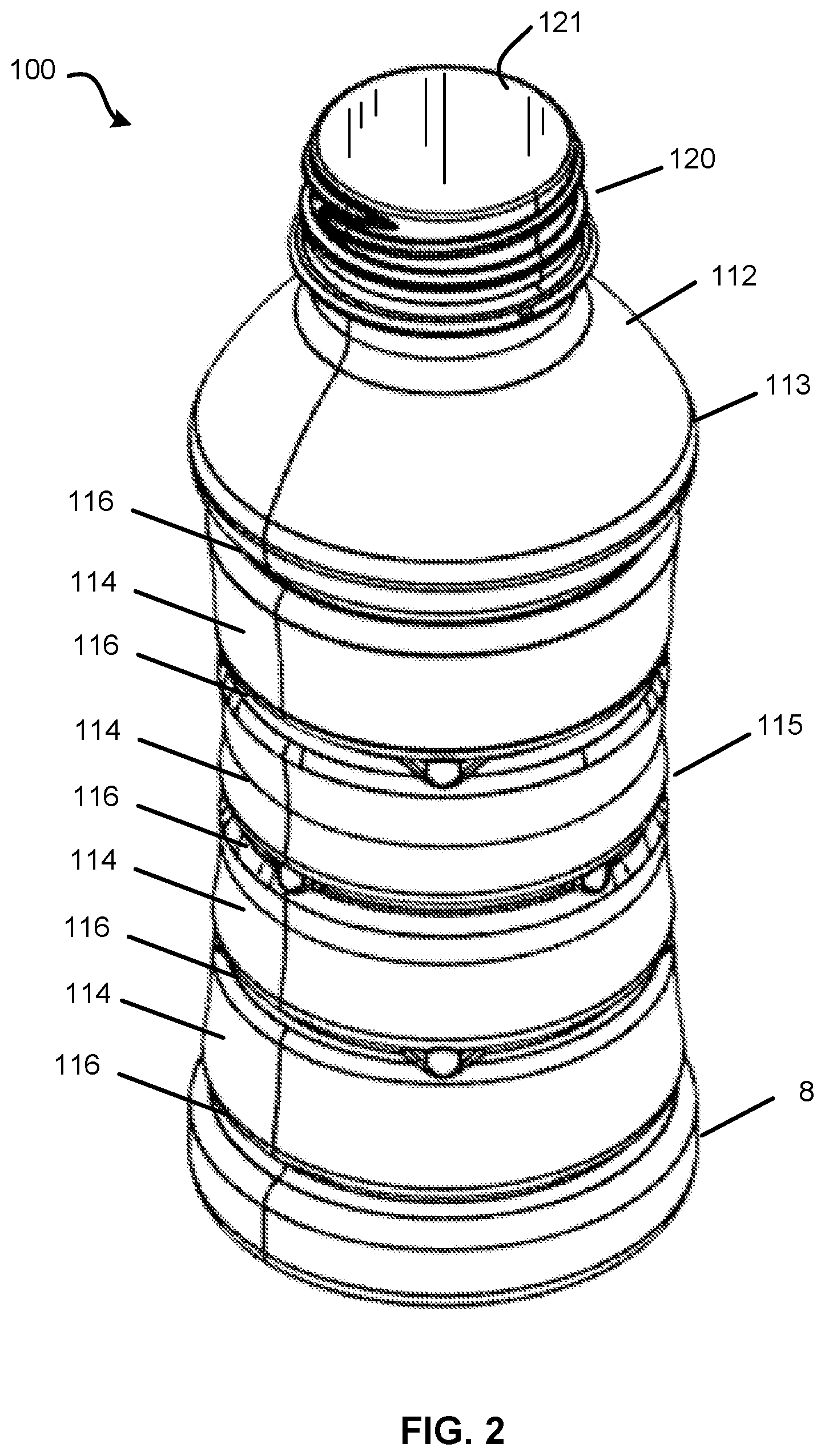 Patent US12297027 Figure 2 – Base of a plastic container