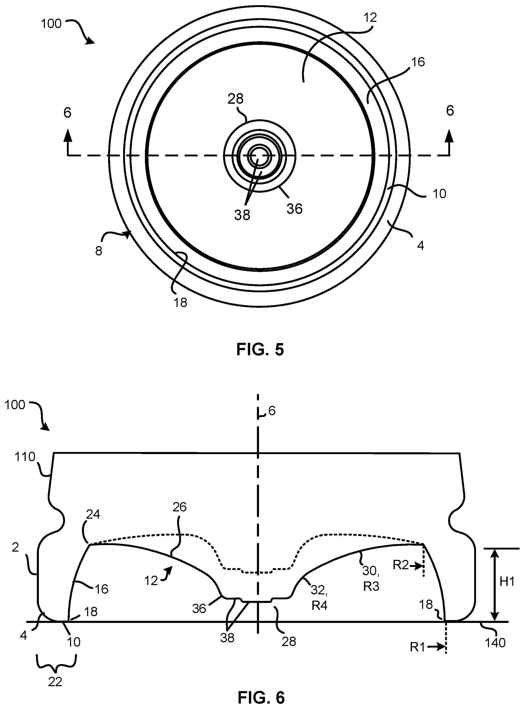 Patent US12297027 Figure 4 – Base of a plastic container