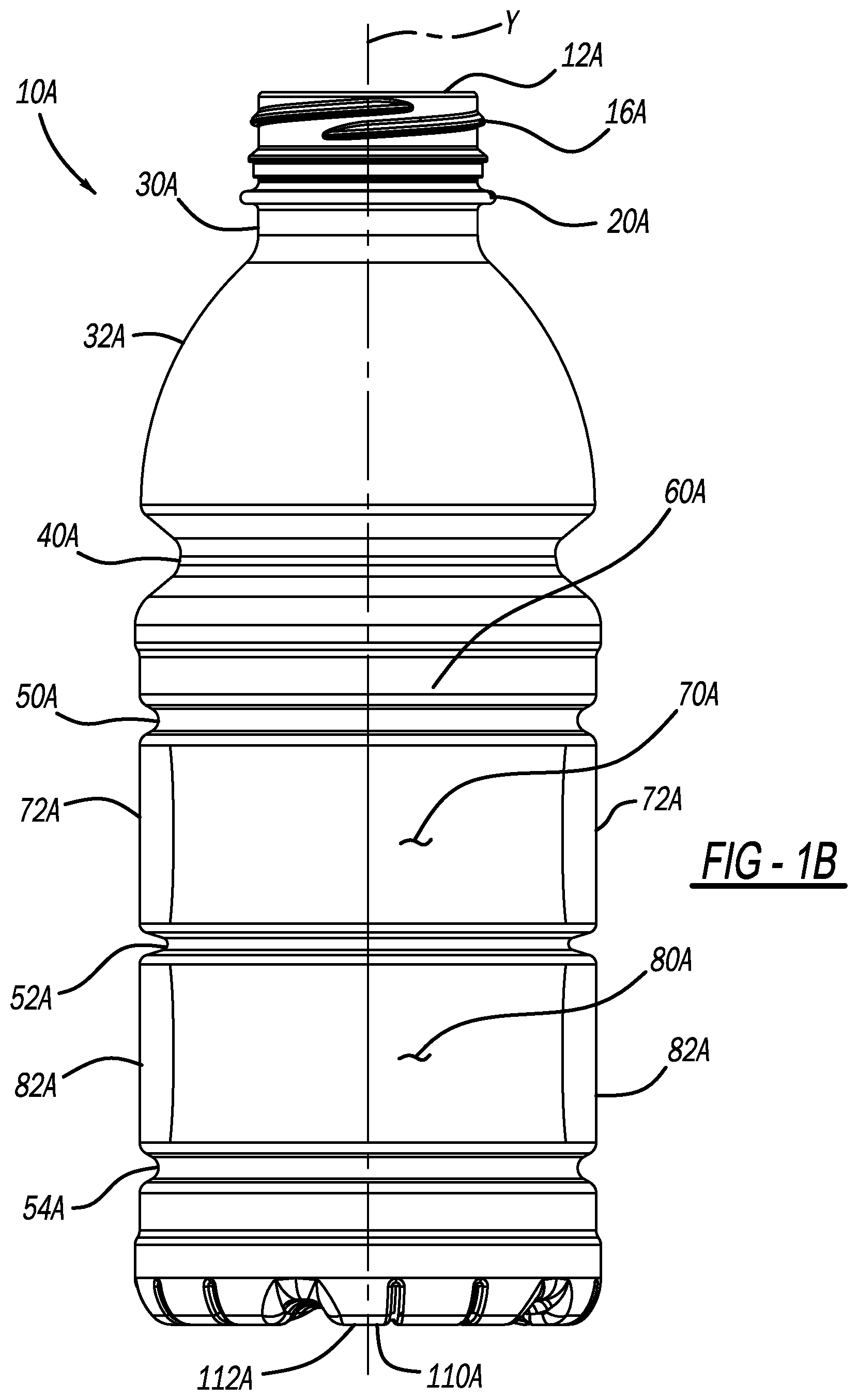 Patent US12297028 Figure 2 – Polymeric container including a body with a plurality of oscillations