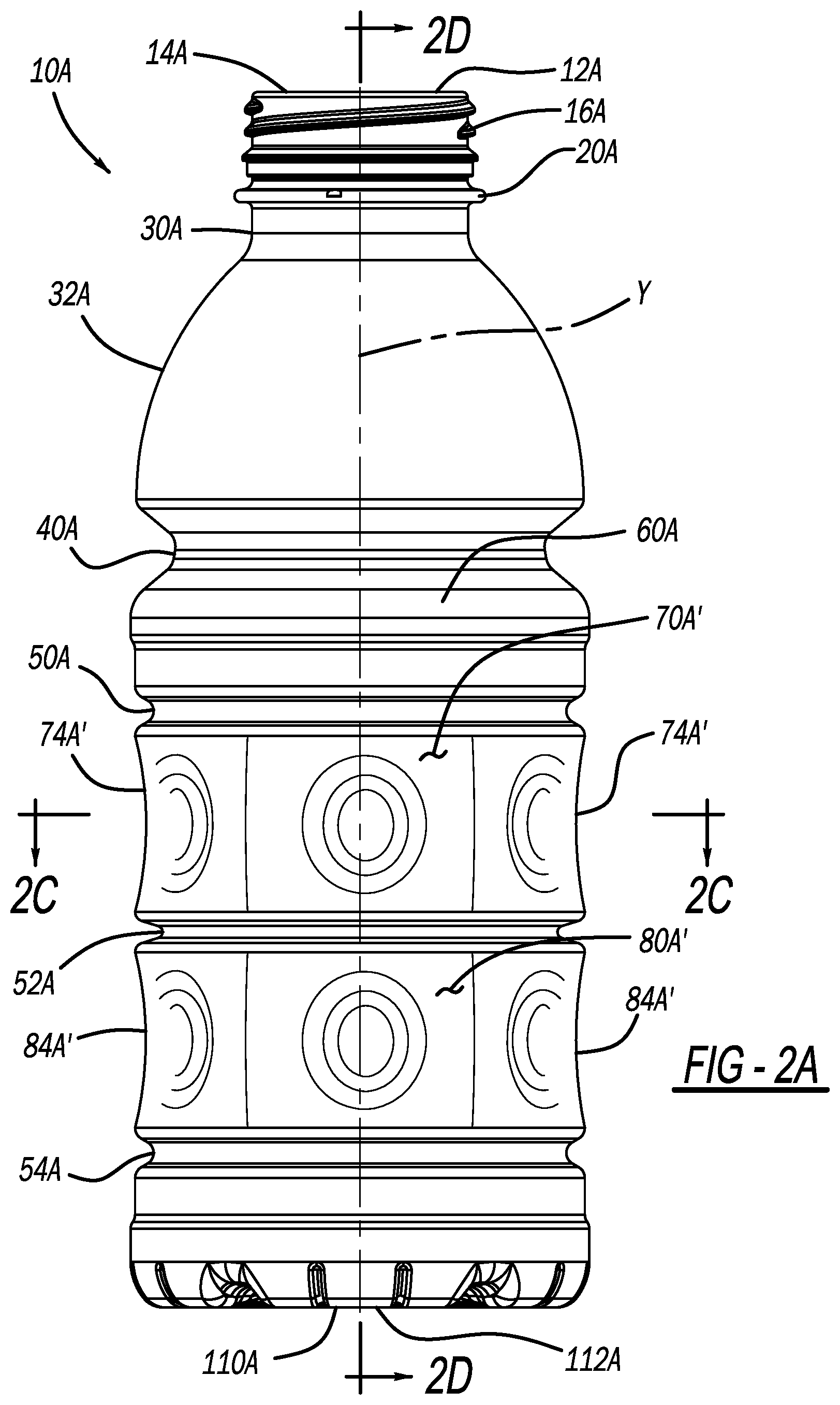 Patent US12297028 Figure 4 – Polymeric container including a body with a plurality of oscillations