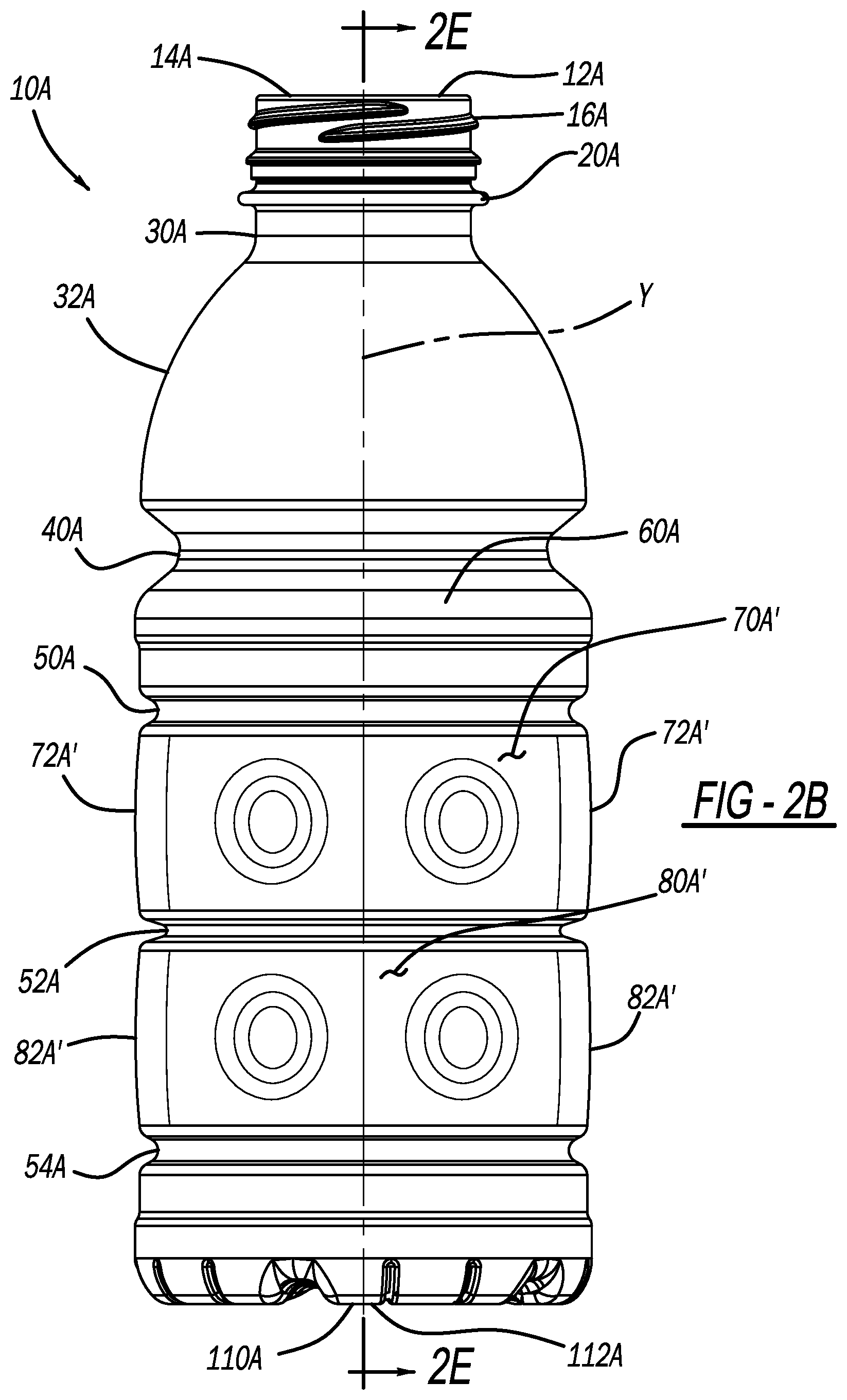Patent US12297028 Figure 5 – Polymeric container including a body with a plurality of oscillations