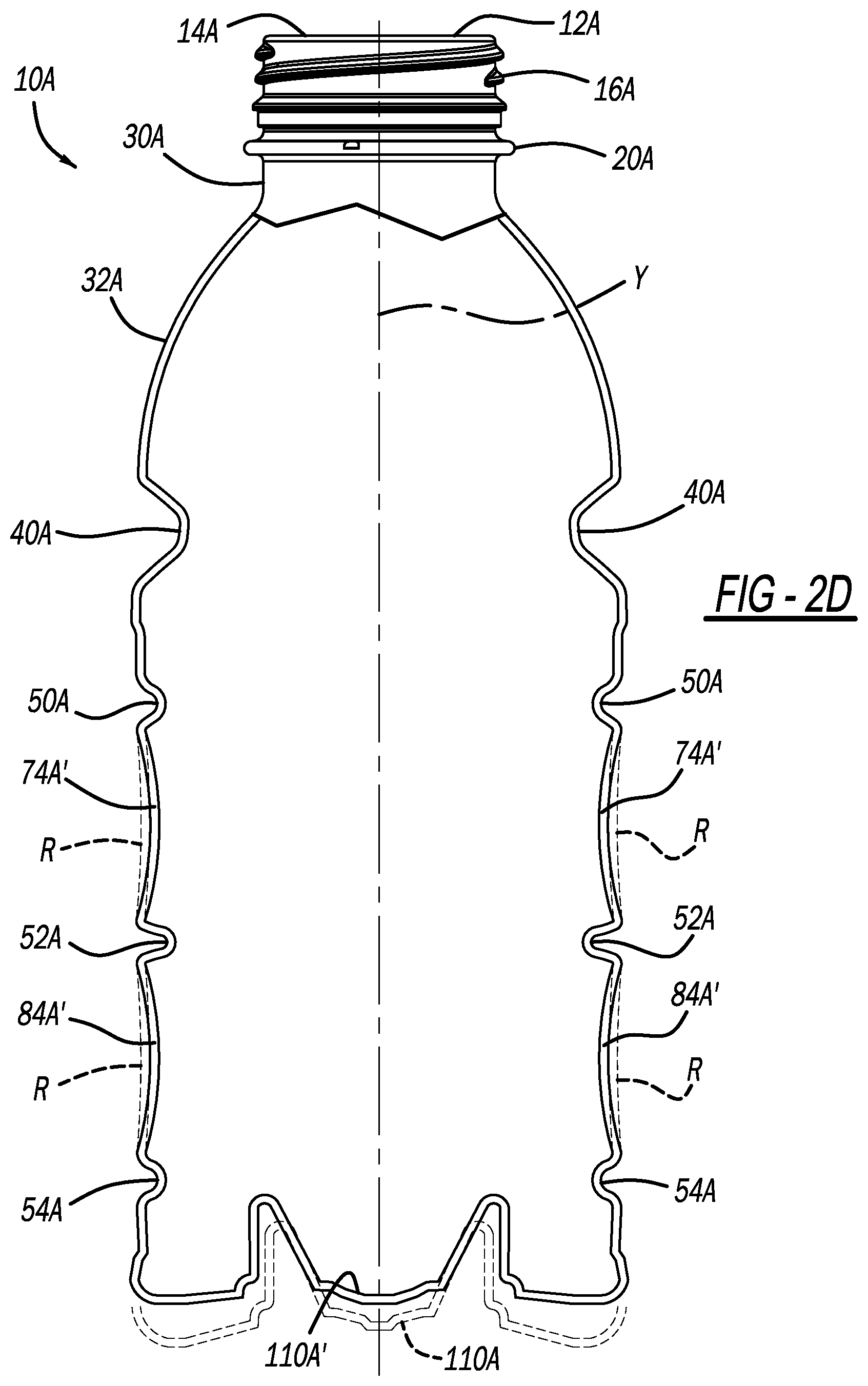 Patent US12297028 Figure 7 – Polymeric container including a body with a plurality of oscillations