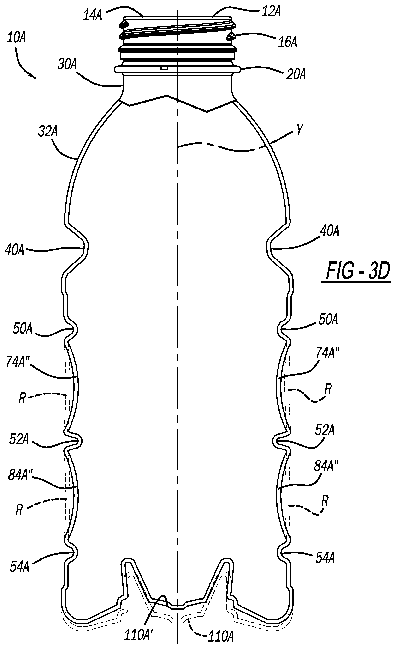 Patent US12297028 Figure 12 – Polymeric container including a body with a plurality of oscillations