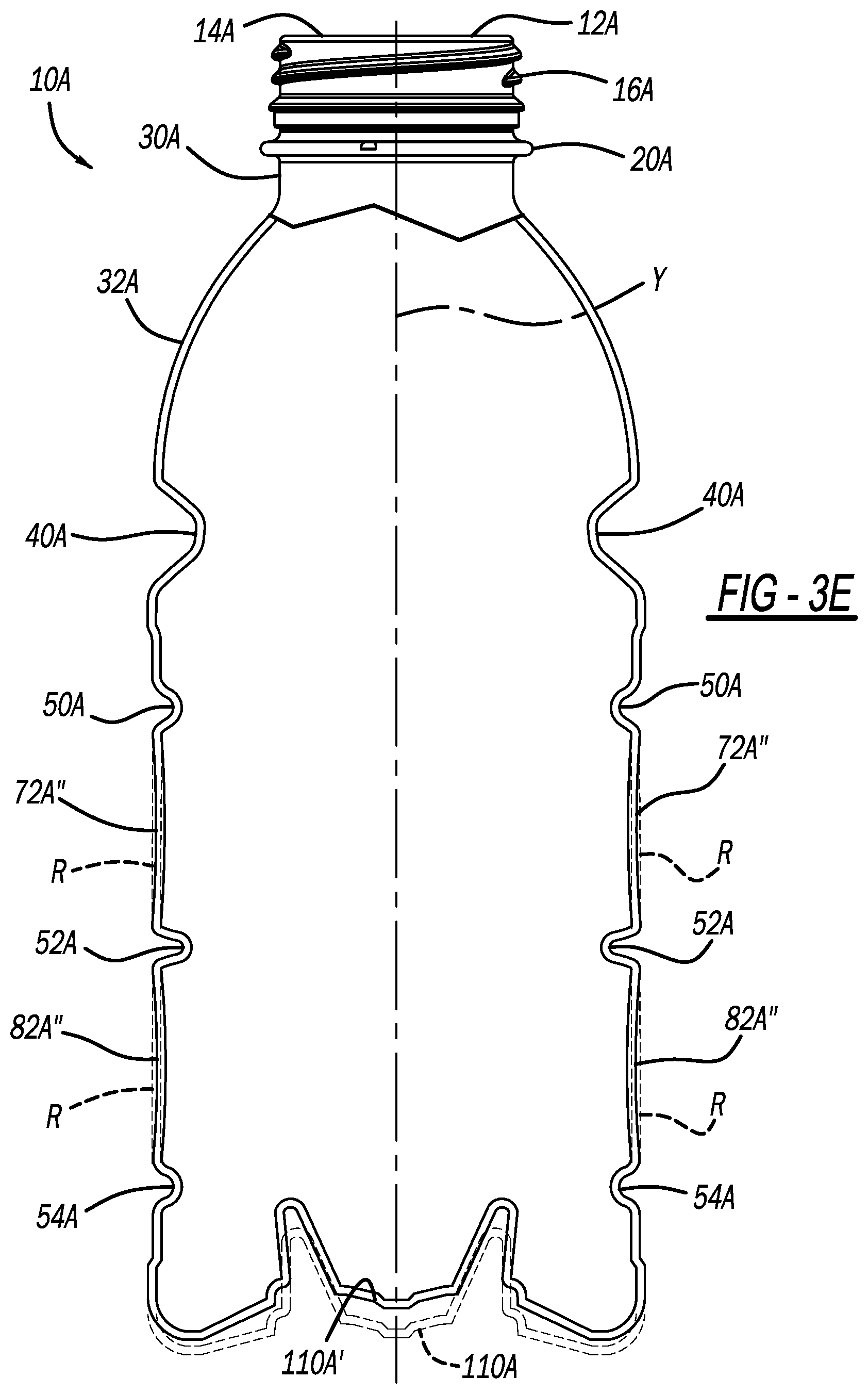 Patent US12297028 Figure 13 – Polymeric container including a body with a plurality of oscillations