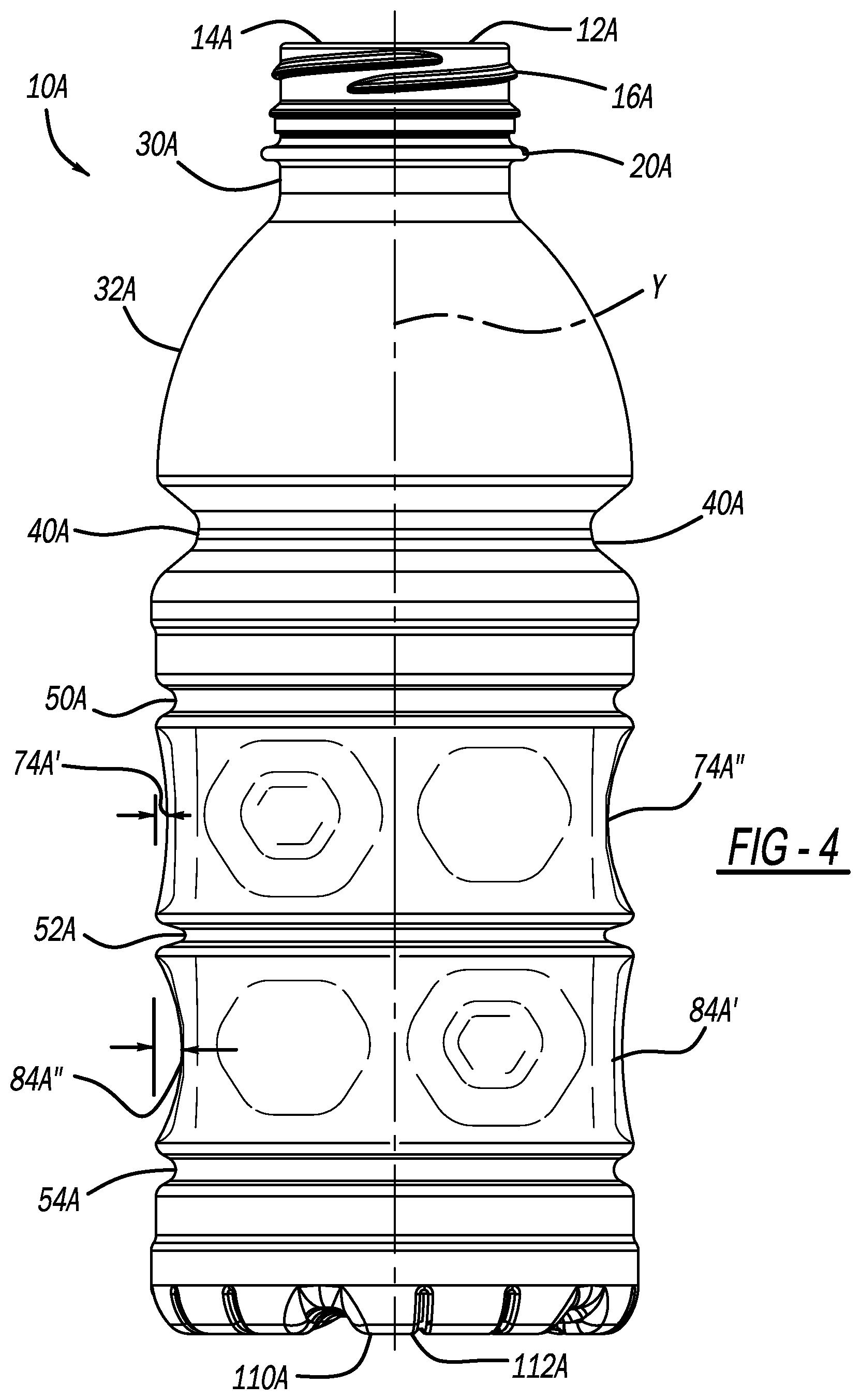 Patent US12297028 Figure 14 – Polymeric container including a body with a plurality of oscillations