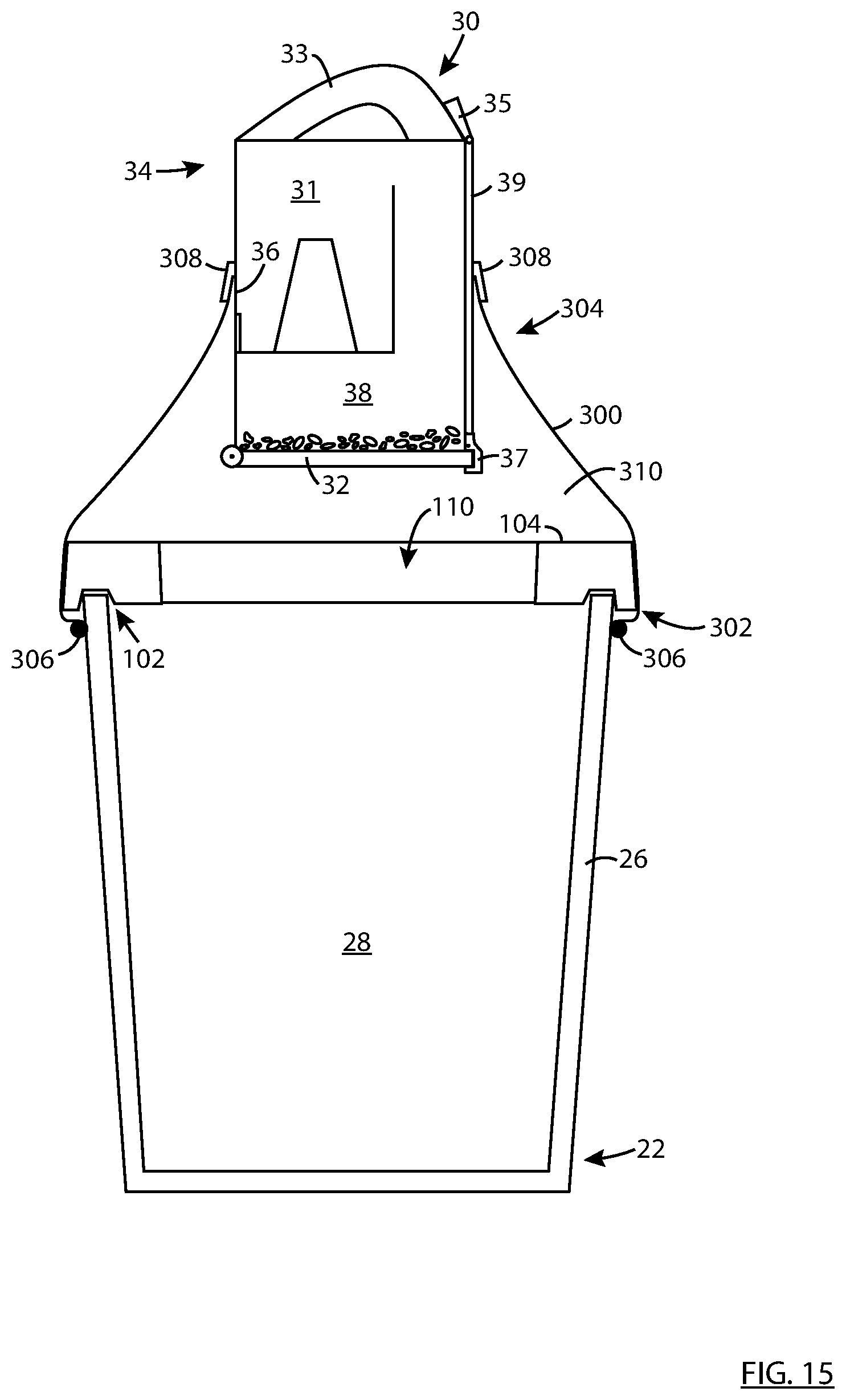 Patent US12297039 Figure 15 – Dust and allergen control for surface cleaning apparatus