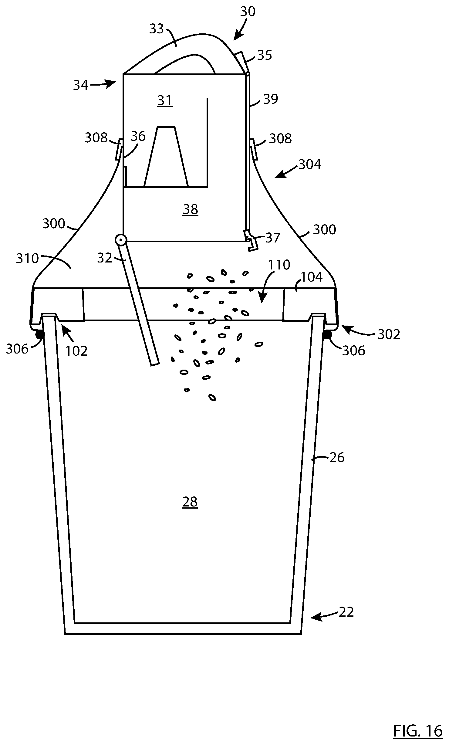 Patent US12297039 Figure 16 – Dust and allergen control for surface cleaning apparatus